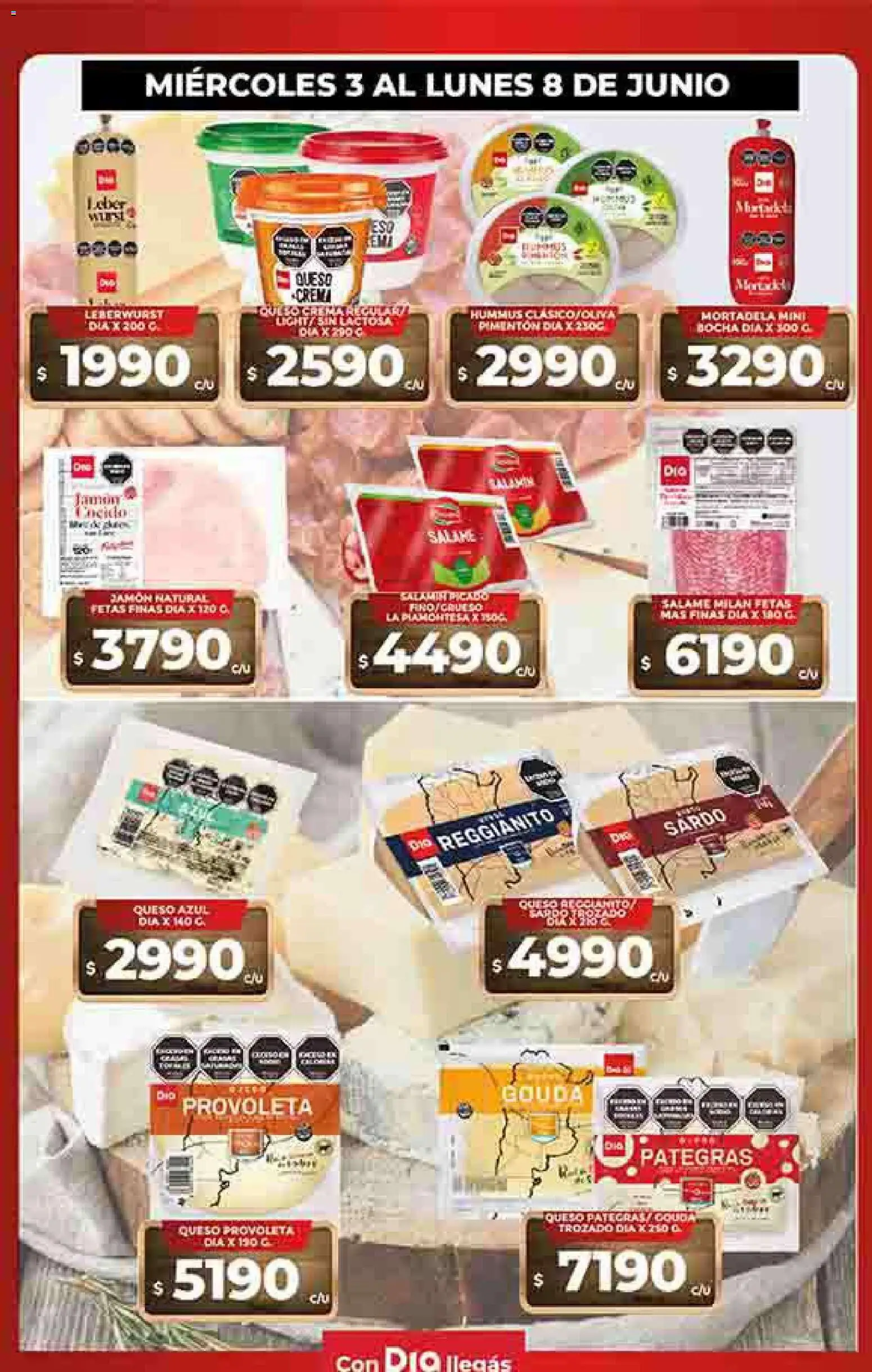 Dia - Ofertas - Todas las tiendas │ válido desde el 03.06.2026 | Página: 2 | Productos: Mortadela, Queso crema, Queso, Jamón