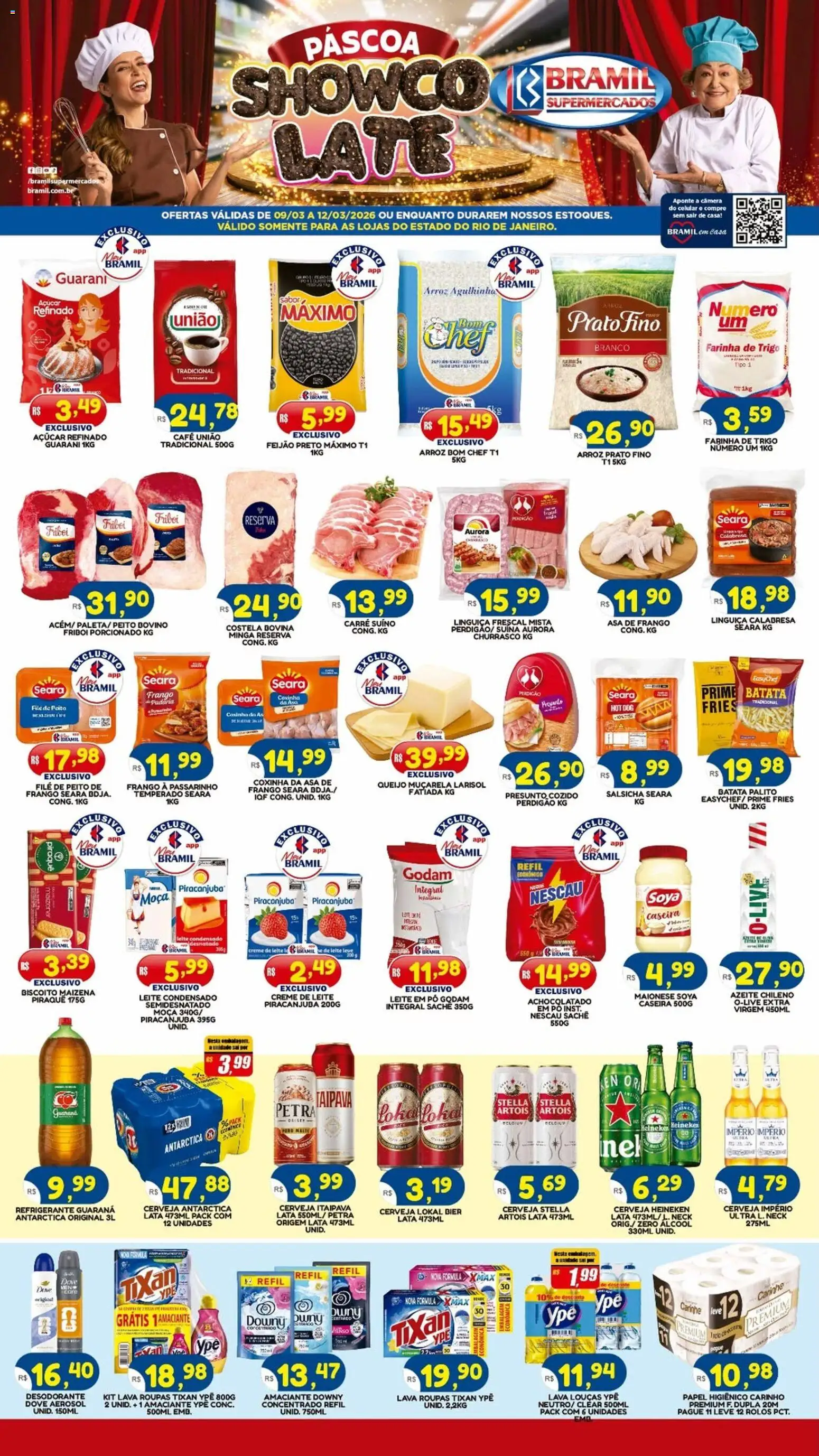 Bramil Supermercados Folheto - válido de 09.03.2026 | Página: 1 | Produtos: Pó, Salsicha, Arroz, Sal
