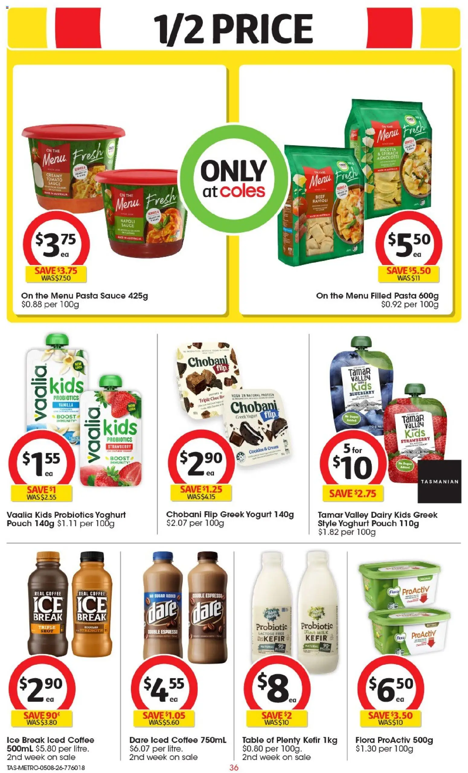Coles catalogue - valid from 05/08/2026 | Page: 36 | Products: Milk, Beef, Spinach, Sauce