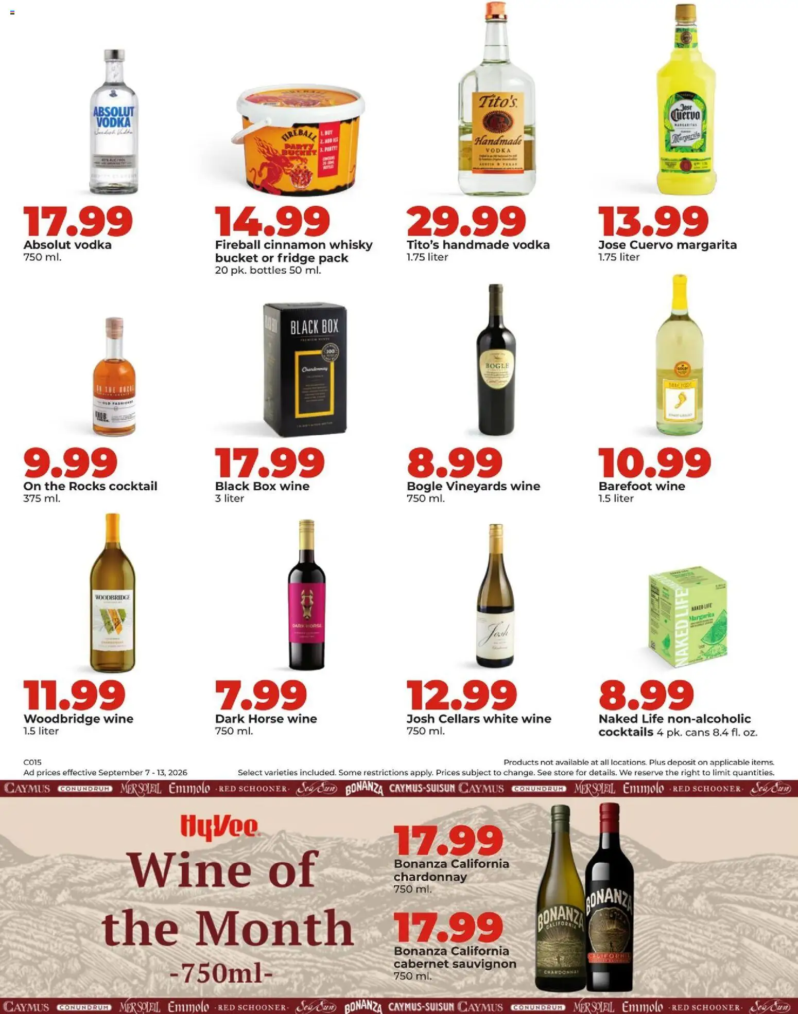 HyVee Weekly Ad - valid from 09/07/2026 | Page: 45 | Products: Box, Wine, Absolut vodka, Cocktails