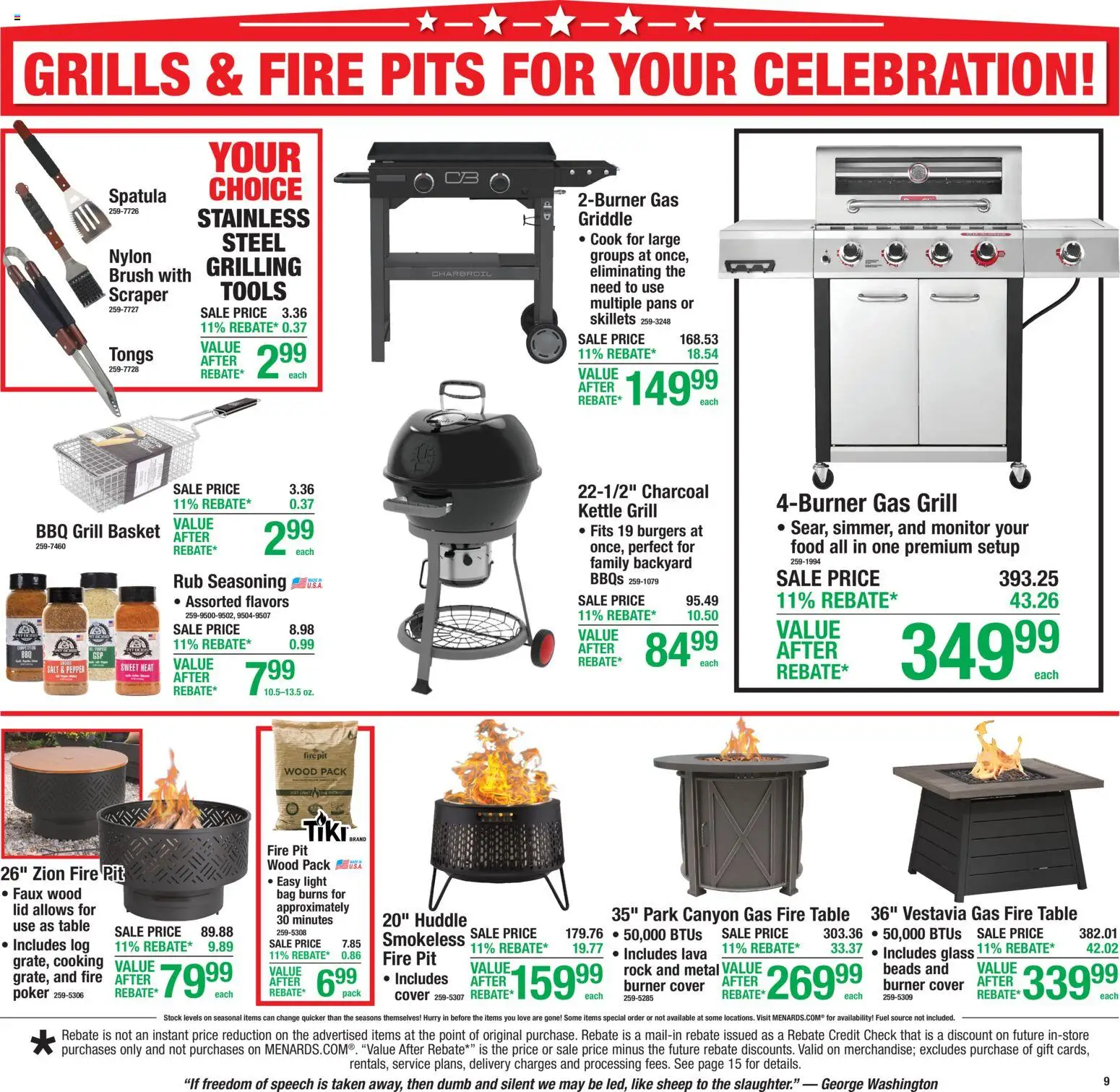 Menards Weekly Ad - valid from 06/25/2026 | Page: 15 | Products: Table, Griddle, Brush, Kettle