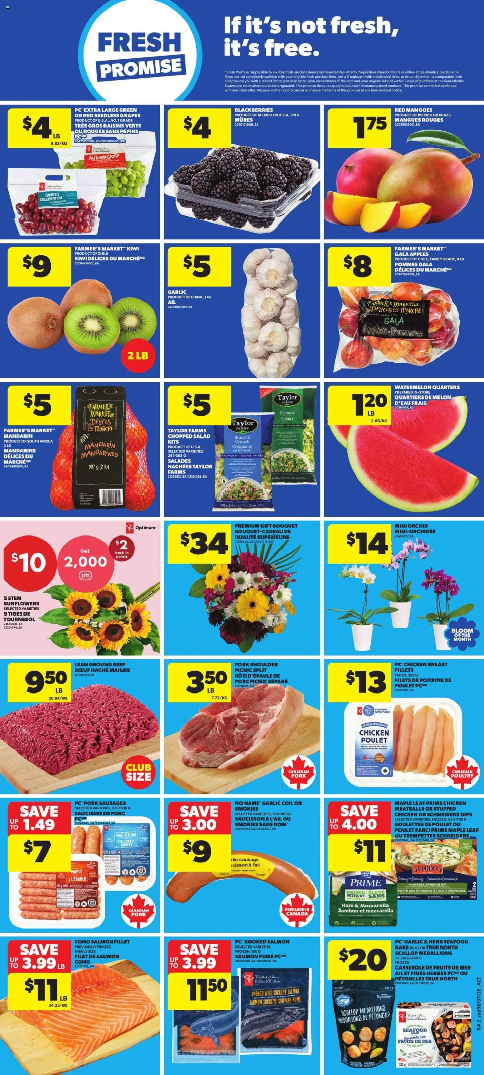 Atlantic Superstore flyer valid from Jul 9, 2026 | Page: 3 | Products: Salad, PC, Chicken, Pork