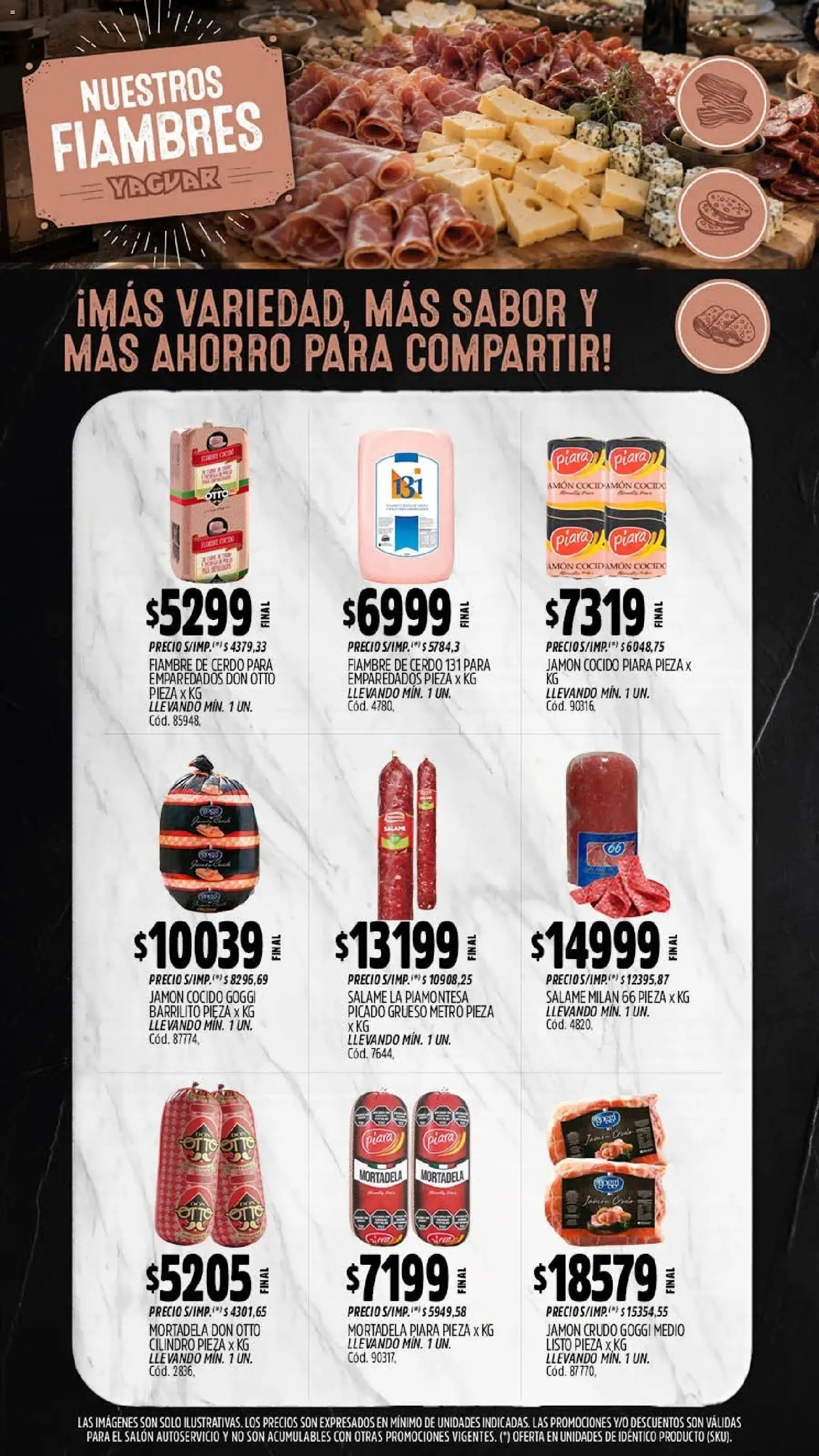 Yaguar - Oferta Semanal Mar del Plata │ válido desde el 28/09/2026 | Página: 7 | Productos: Jamón cocido, Mortadela, Salame, Cerdo