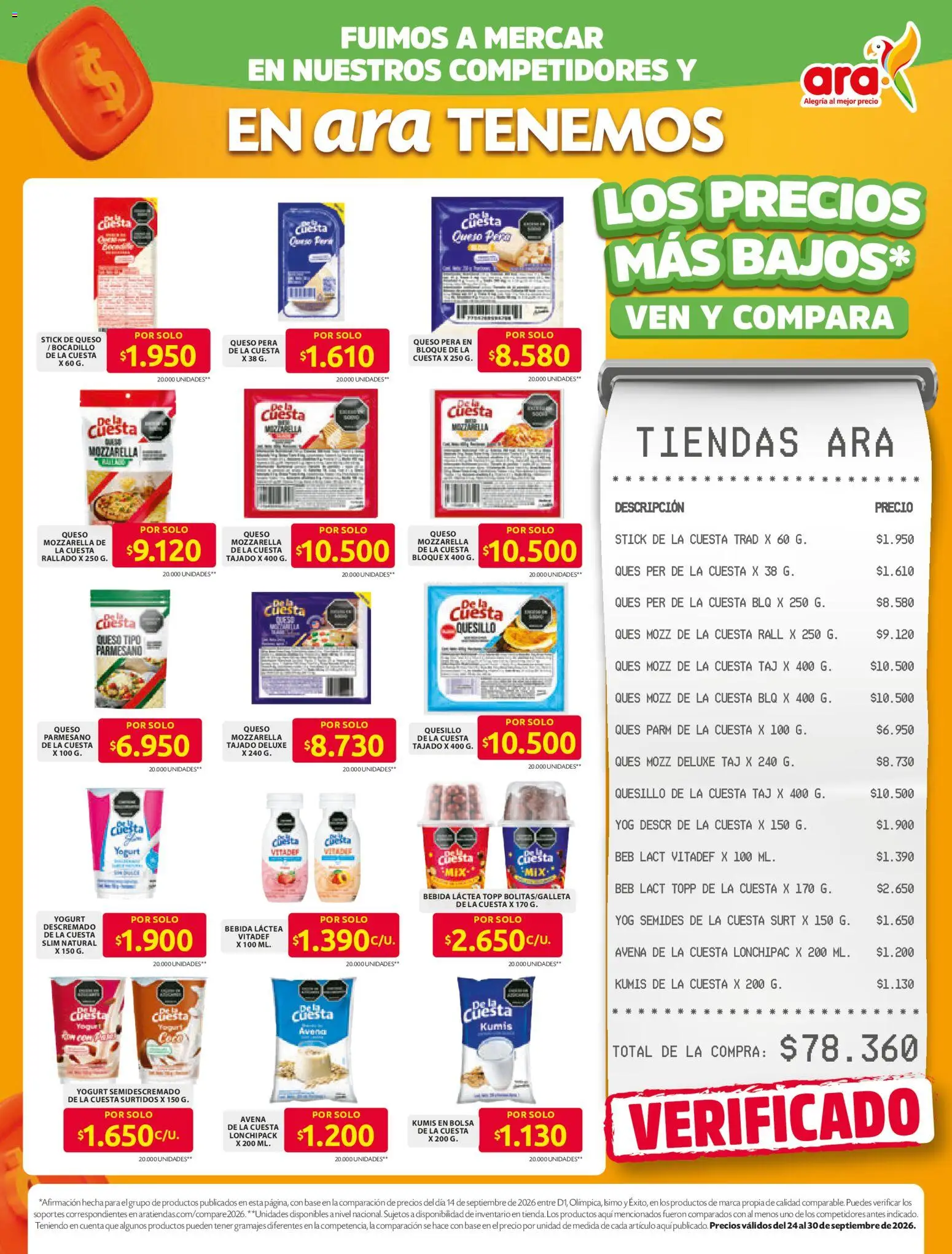 Ara revista - valida desde el 24/08/2026 | Página: 1 | Productos: Avena, Coco, Queso, Pera