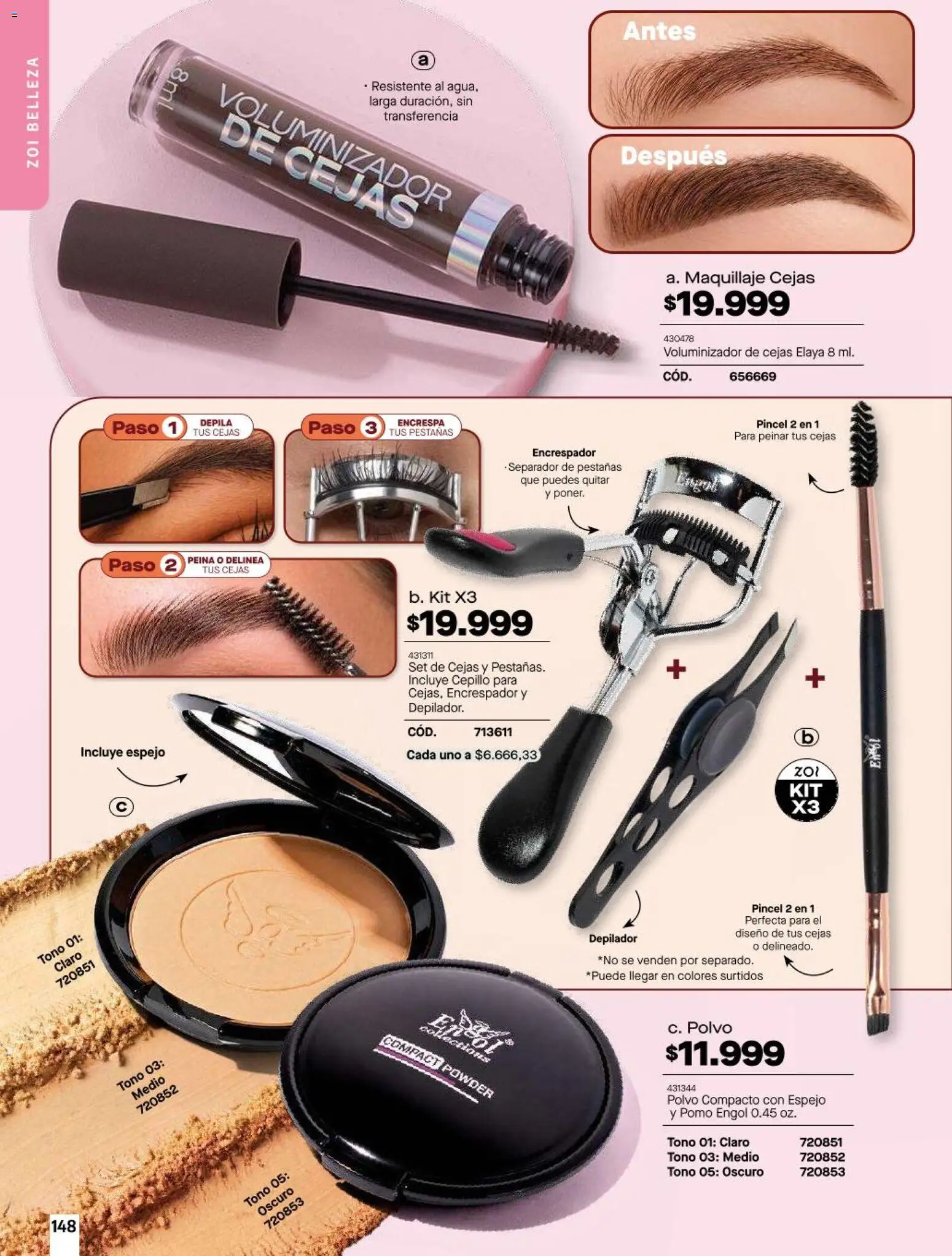 Carmel revista - valida desde el 11/08/2026 | Página: 148 | Productos: Polvo compacto, Depilador, Espejo, Cepillo