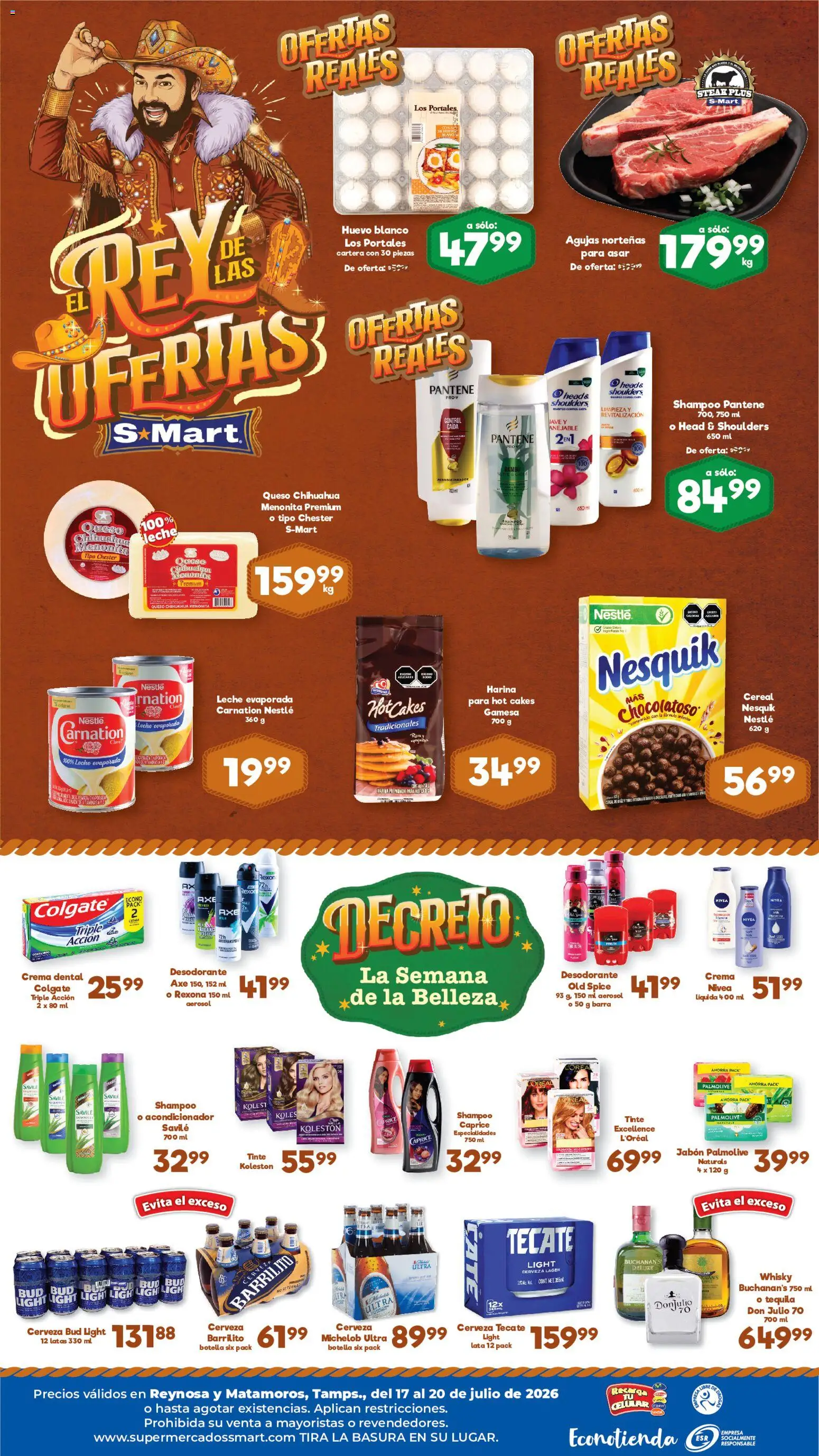 Nuevas ofertas de S-Mart válidas en toda la República Mexicana desde el 17/07/2026. ¡Encuentra las mejores ofertas en S-Mart folleto Reynosa! | Página: 2 | Productos: Desodorante, Tequila, Acondicionador, Jabón