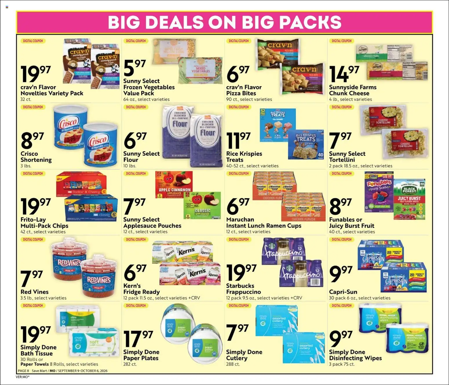 Save Mart Online Savings Guide - valid from 09/09/2026 | Page: 8 | Products: Chicken, Chips, Cream, Fruit