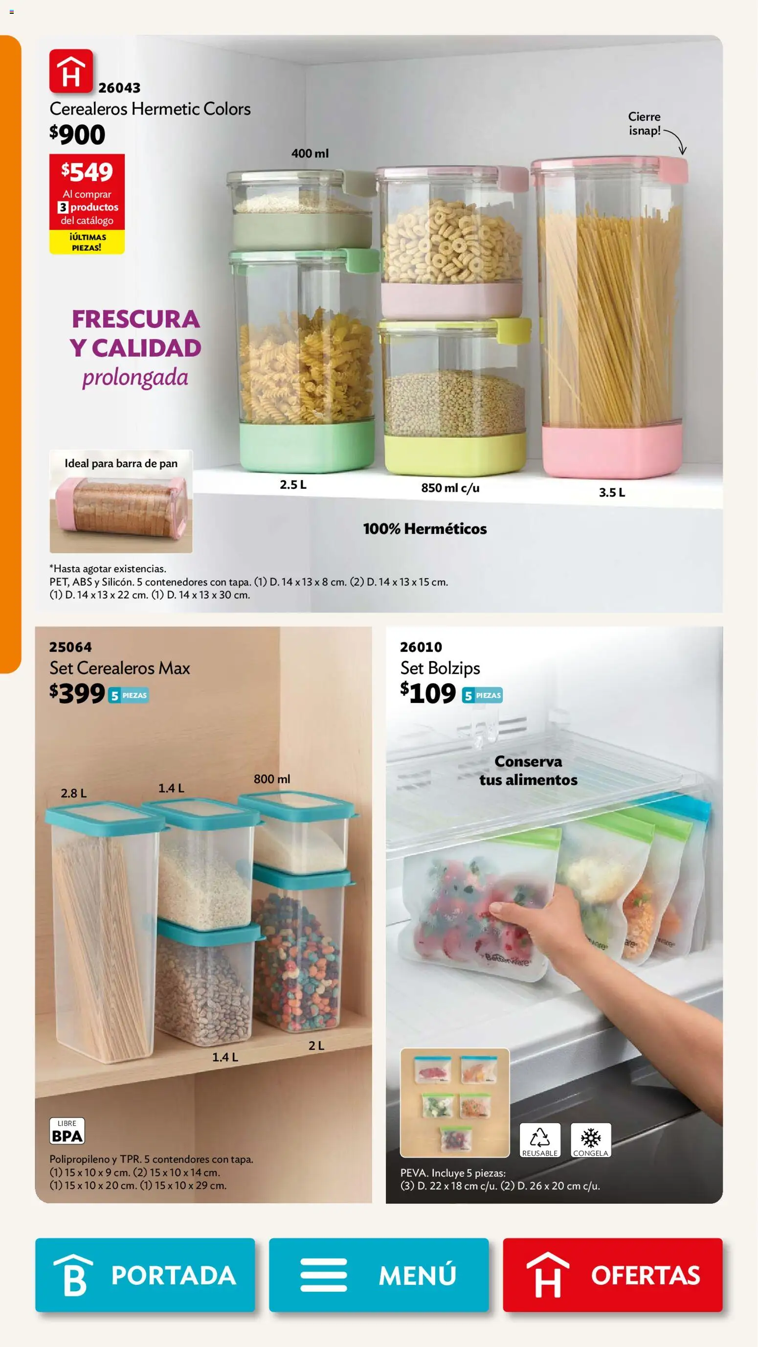 Nuevas ofertas de Betterware válidas en toda la República Mexicana desde el 29/06/2026. ¡Encuentra las mejores ofertas en Betterware campaña 7 2026! | Página: 56 | Productos: Pan, Barra