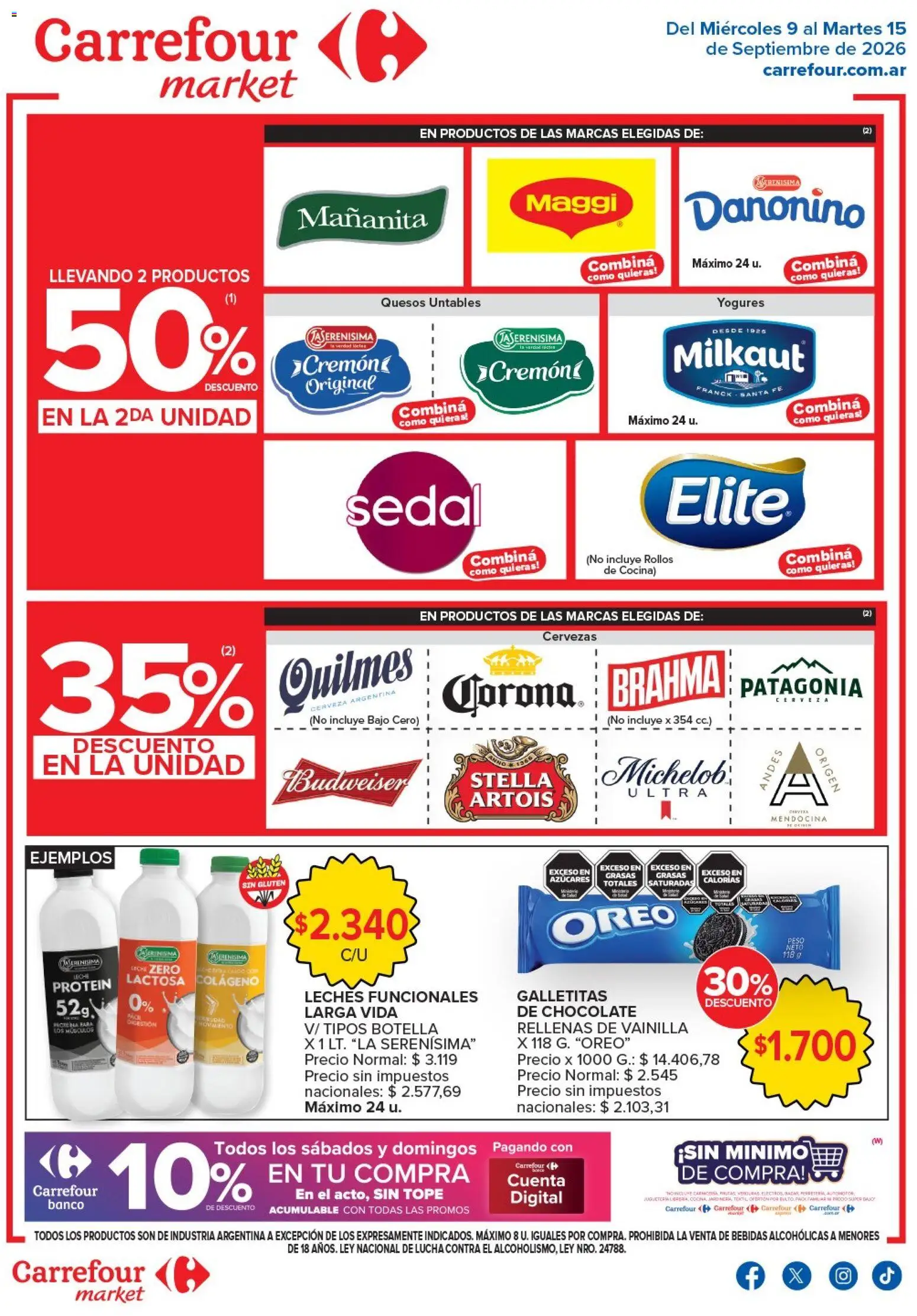 Carrefour Market - Market Corrientes │ válido desde el 09/09/2026 | Página: 2 | Productos: Cocina, Leche, Chocolate, Cerveza