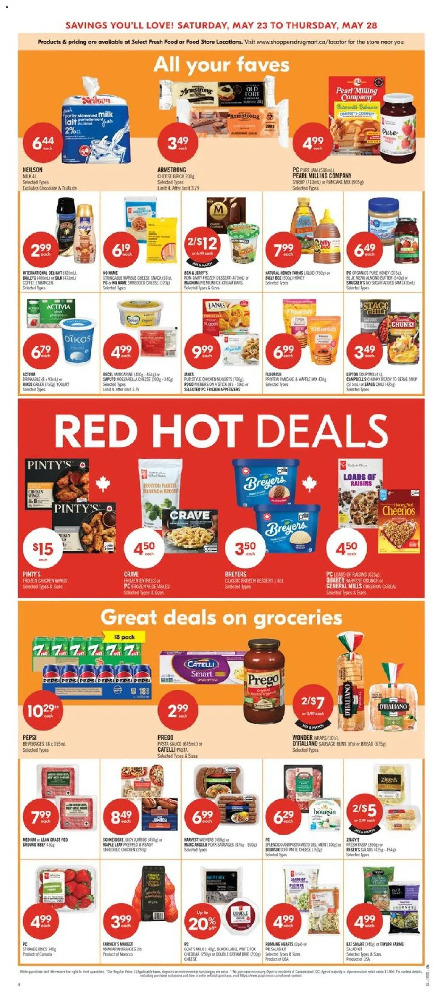 Shoppers flyer valid from 22.05.2026 | Page: 5 | Products: Pasta, Cream, Cheese, Chicken
