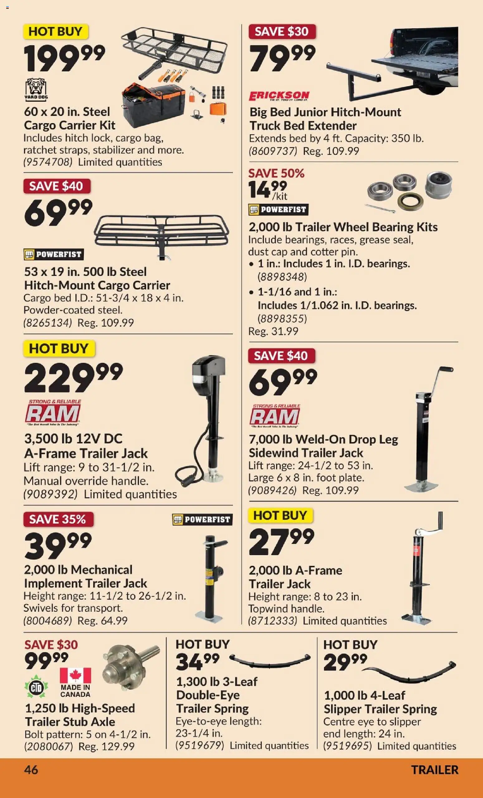Princess Auto flyer valid from Oct 6, 2026 | Page: 52 | Products: Trailer, Cap, Bed