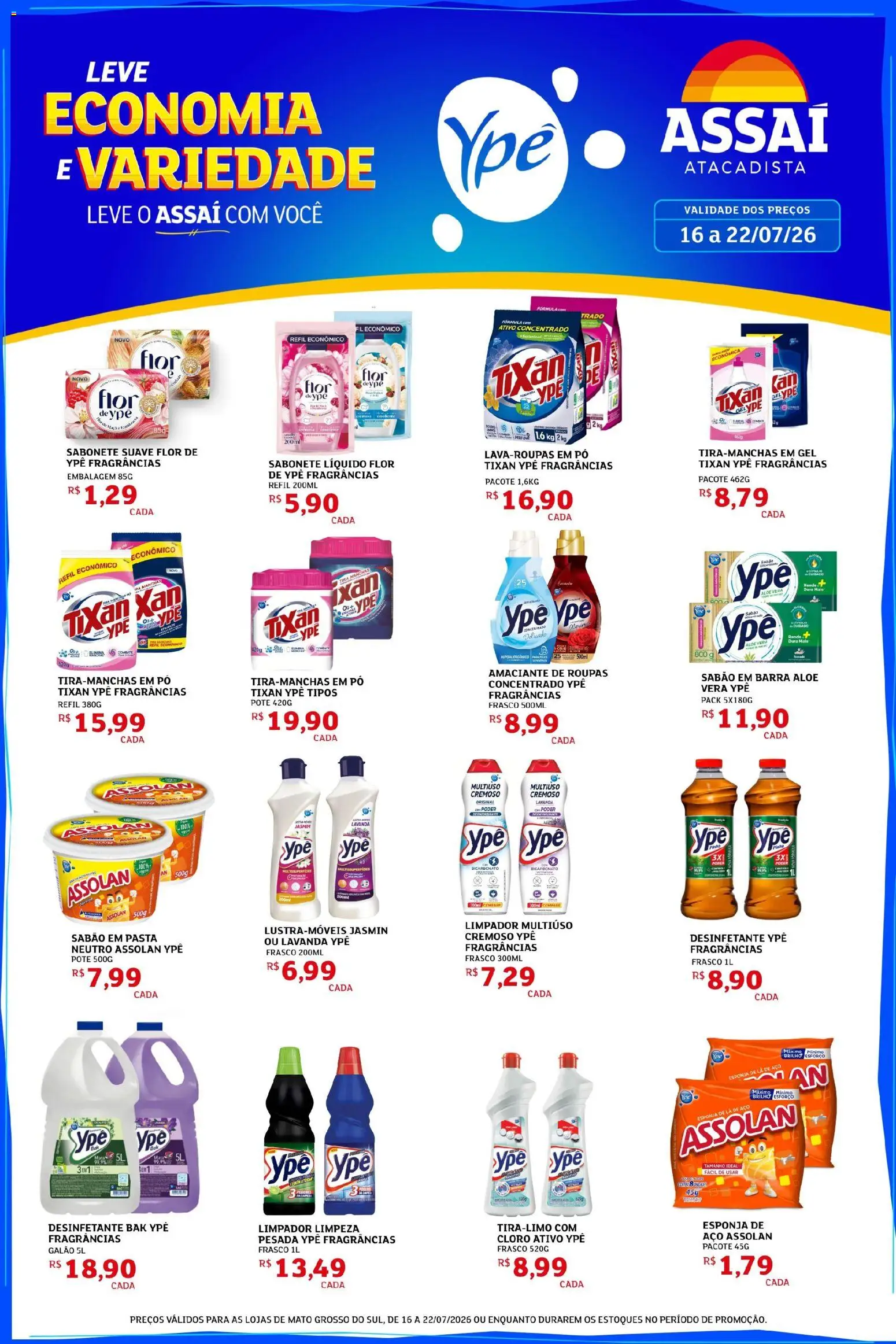 Assaí Atacadista Folheto - válido de 16/07/2026 | Página: 1 | Produtos: Esponja, Cloro, Limpador multiuso, Pasta