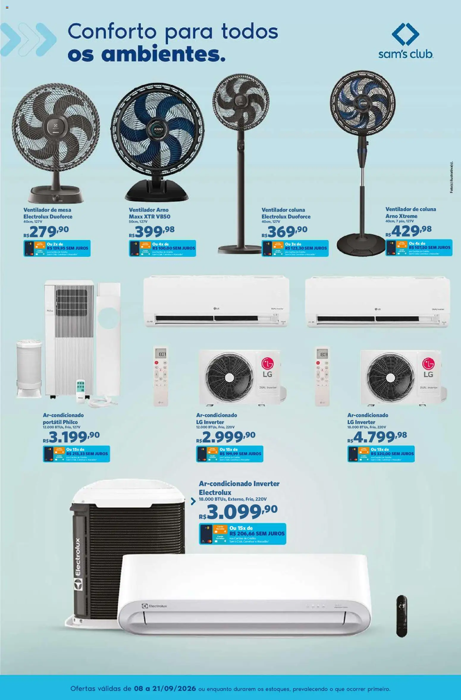 Sam's Club Folheto - válido de 08/09/2026 | Página: 10 | Produtos: Ventilador, Ventilador de mesa, Mesa, Ventilador de coluna