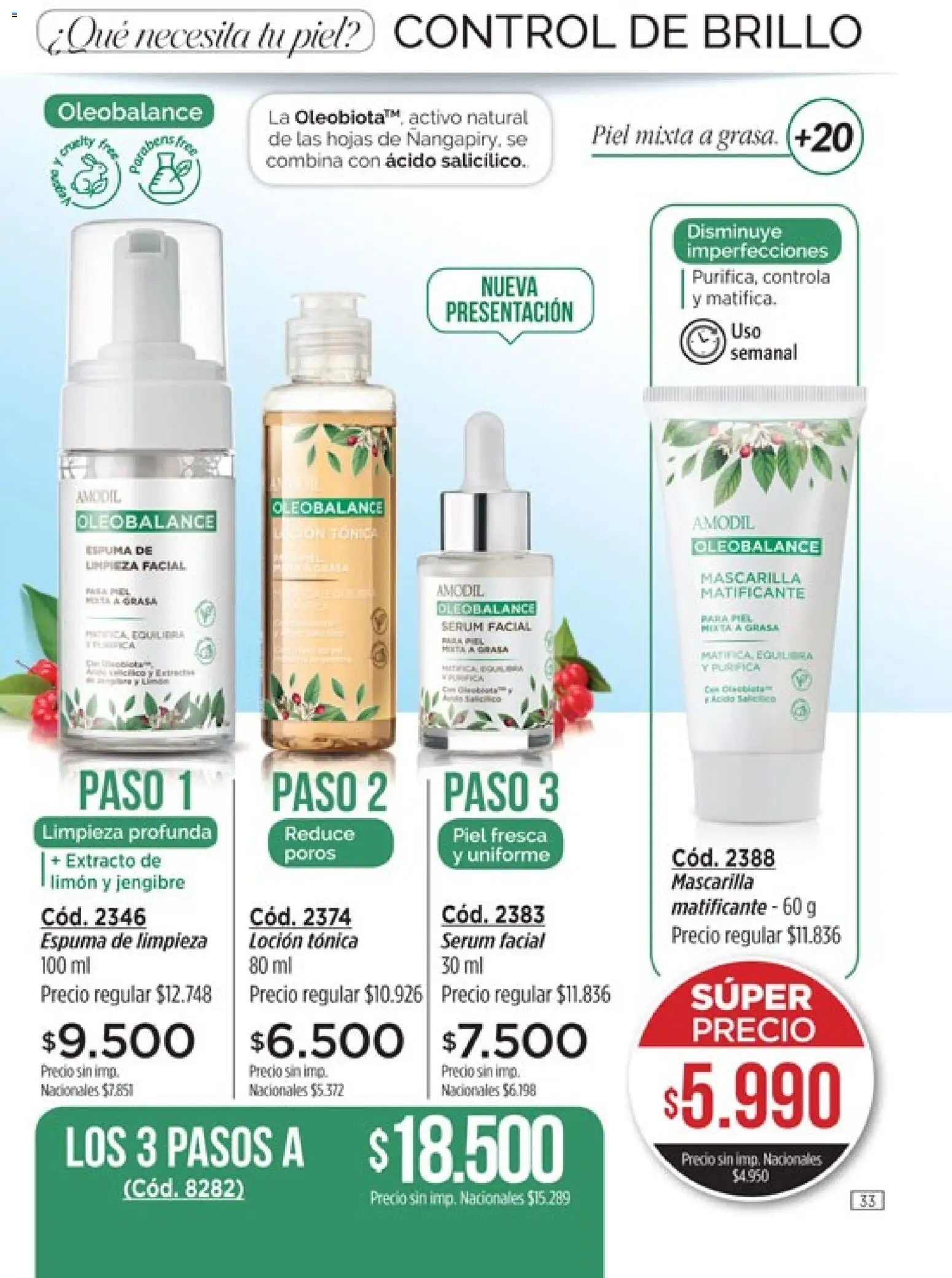Catálogo Amodil Campaña 14 │ válido desde el 07/08/2026 | Página: 33 | Productos: Brillo, Loción, Jengibre, Espuma