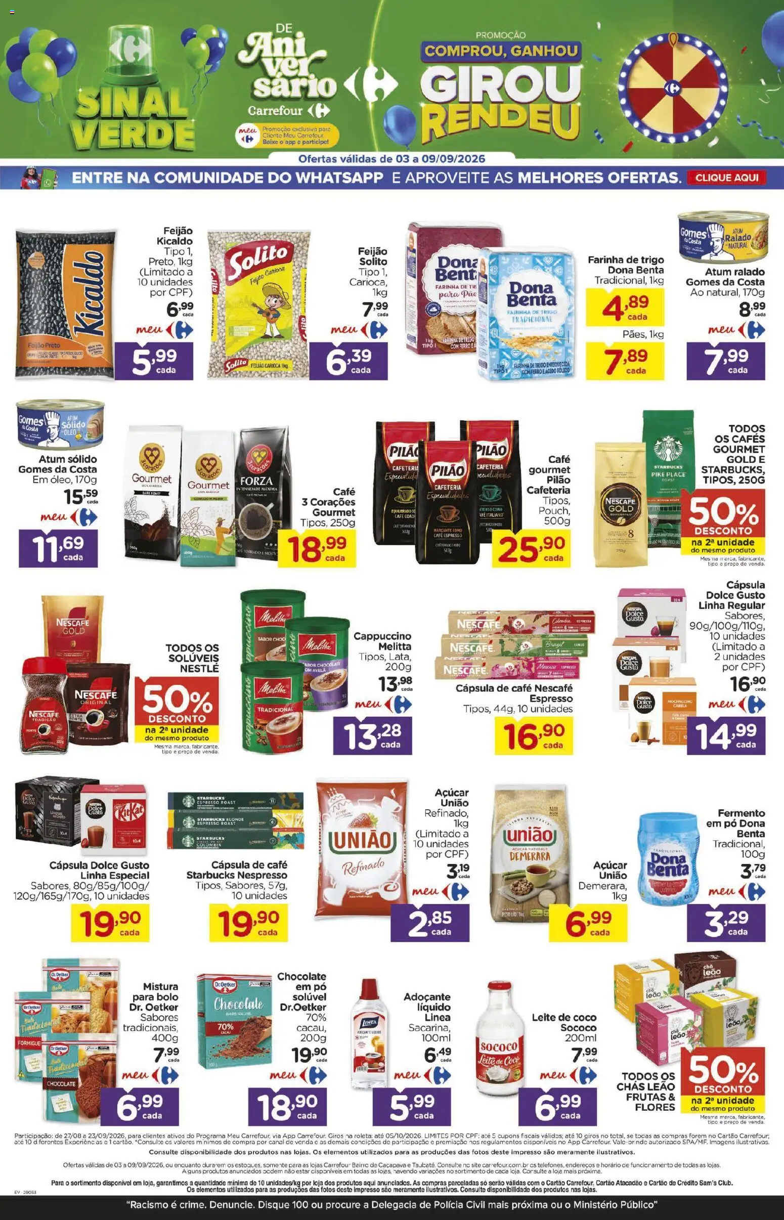 Carrefour Bairro Folheto - válido de 03/09/2026 | Página: 8 | Produtos: Frutas, Leite, Café, Bolo