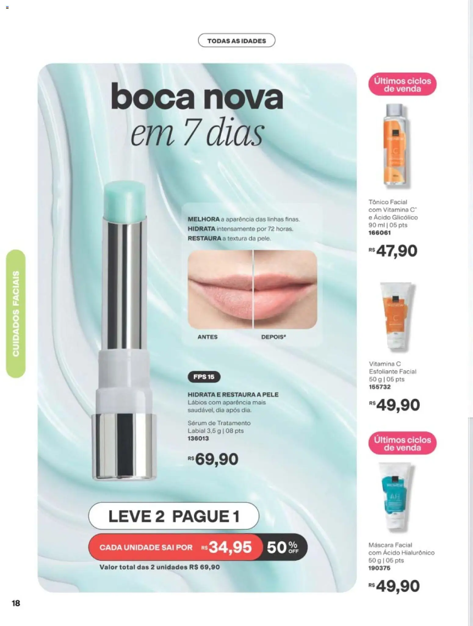 Avon Folheto - válido de 01/09/2026 | Página: 18 | Produtos: Tônico, Máscara facial, Sérum, Vitamina c