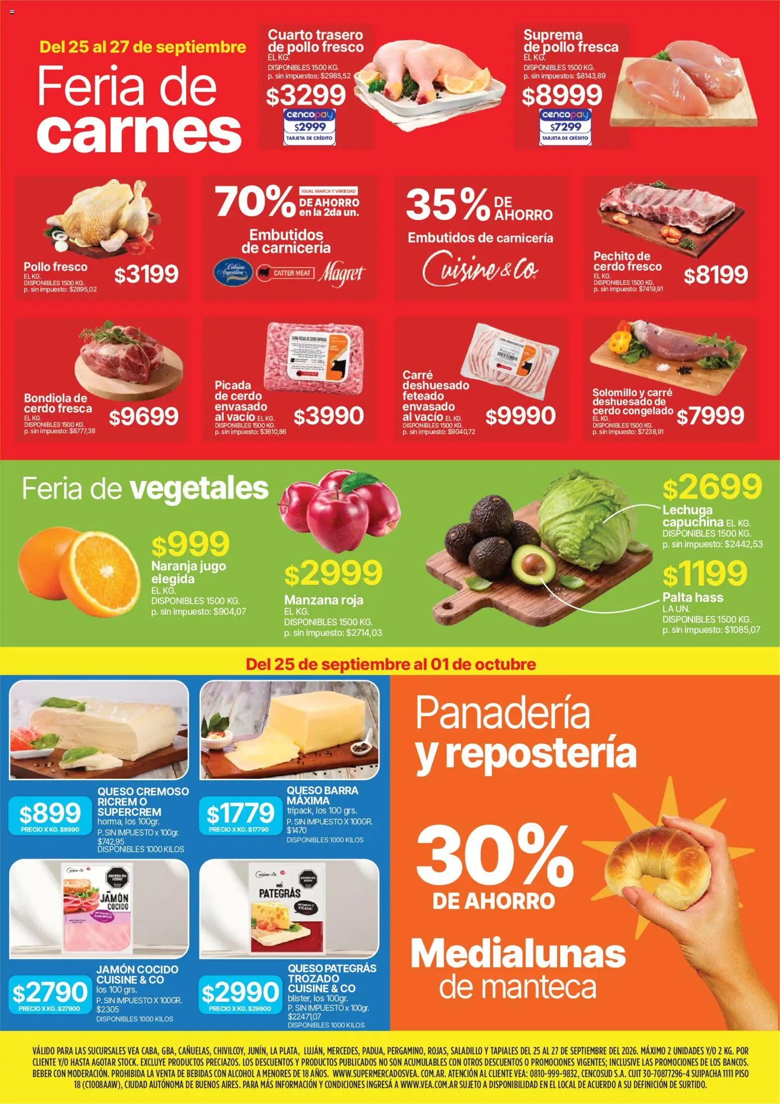 Vea - Fin de semana de ahorro | Amba Lejania │ válido desde el 25/09/2026 | Página: 2 | Productos: Panadería, Manzana, Lechuga, Cerdo
