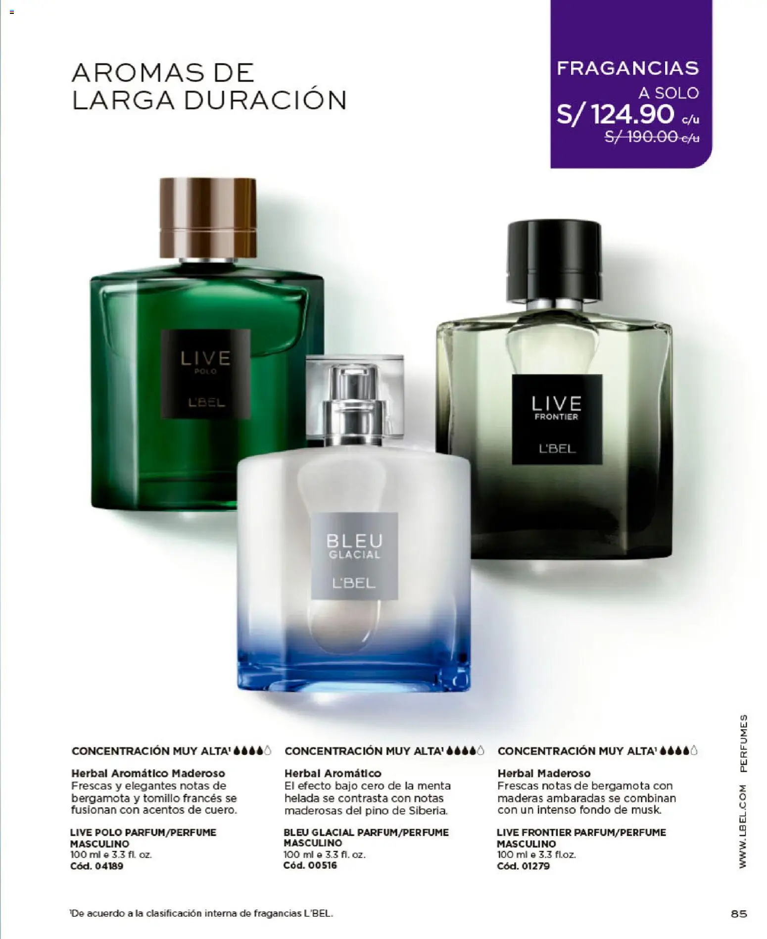 Catálogo L'Bel válido desde 09/09/2026 | Página: 85 | Productos: Perfumes, Polo, Bajo