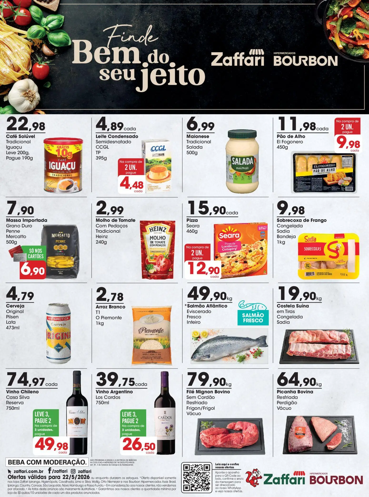 Zaffari Folheto - válido de 22.05.2026 | Página: 1 | Produtos: Pao de alho, Café, Frango, Maionese