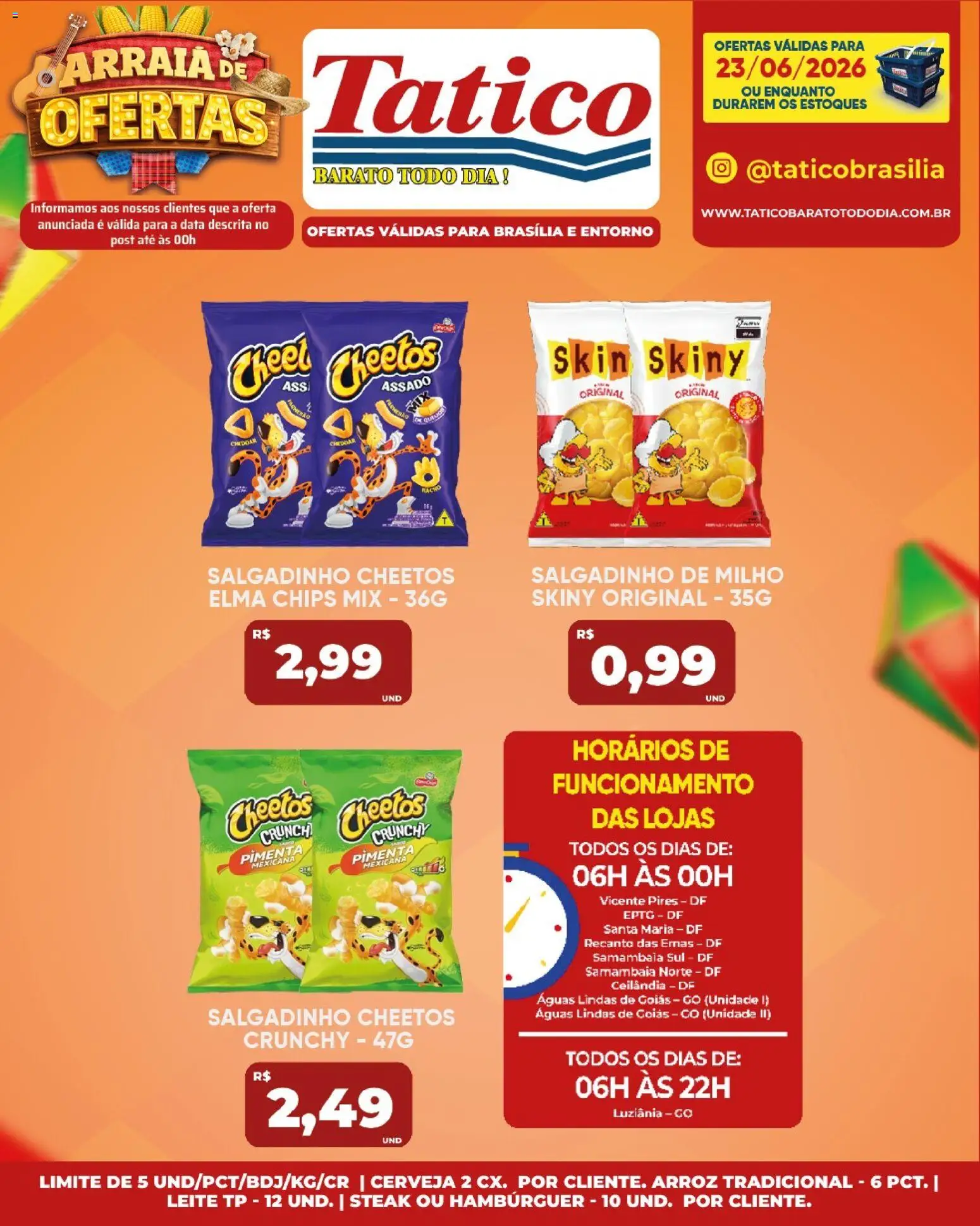 Tatico Folheto - válido de 24/06/2026 | Página: 42 | Produtos: Elma Chips, Cerveja, Cheddar, Hambúrguer