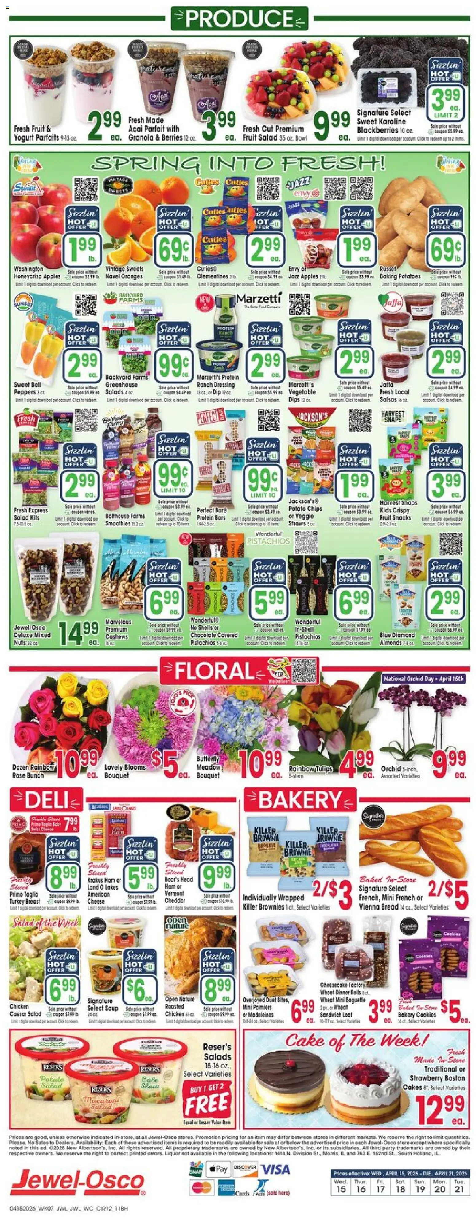 Jewel Osco Weekly Ad - IN - valid from 15.04.2026 | Page: 12 | Products: Peppers, Oranges, Cookies, Salad