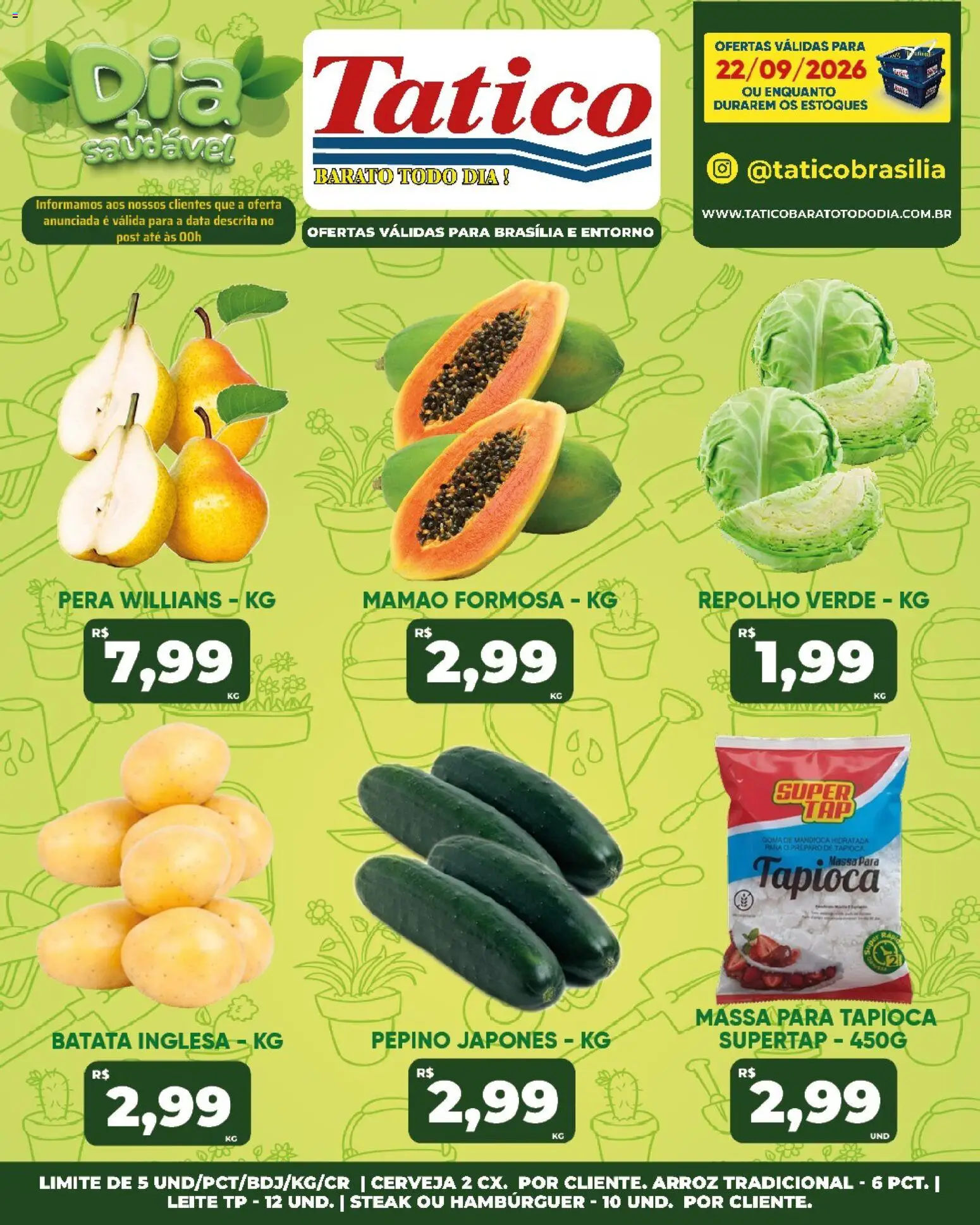 Tatico Folheto - válido de 22/09/2026 | Página: 17 | Produtos: Mandioca, Steak, Massa, Mamão