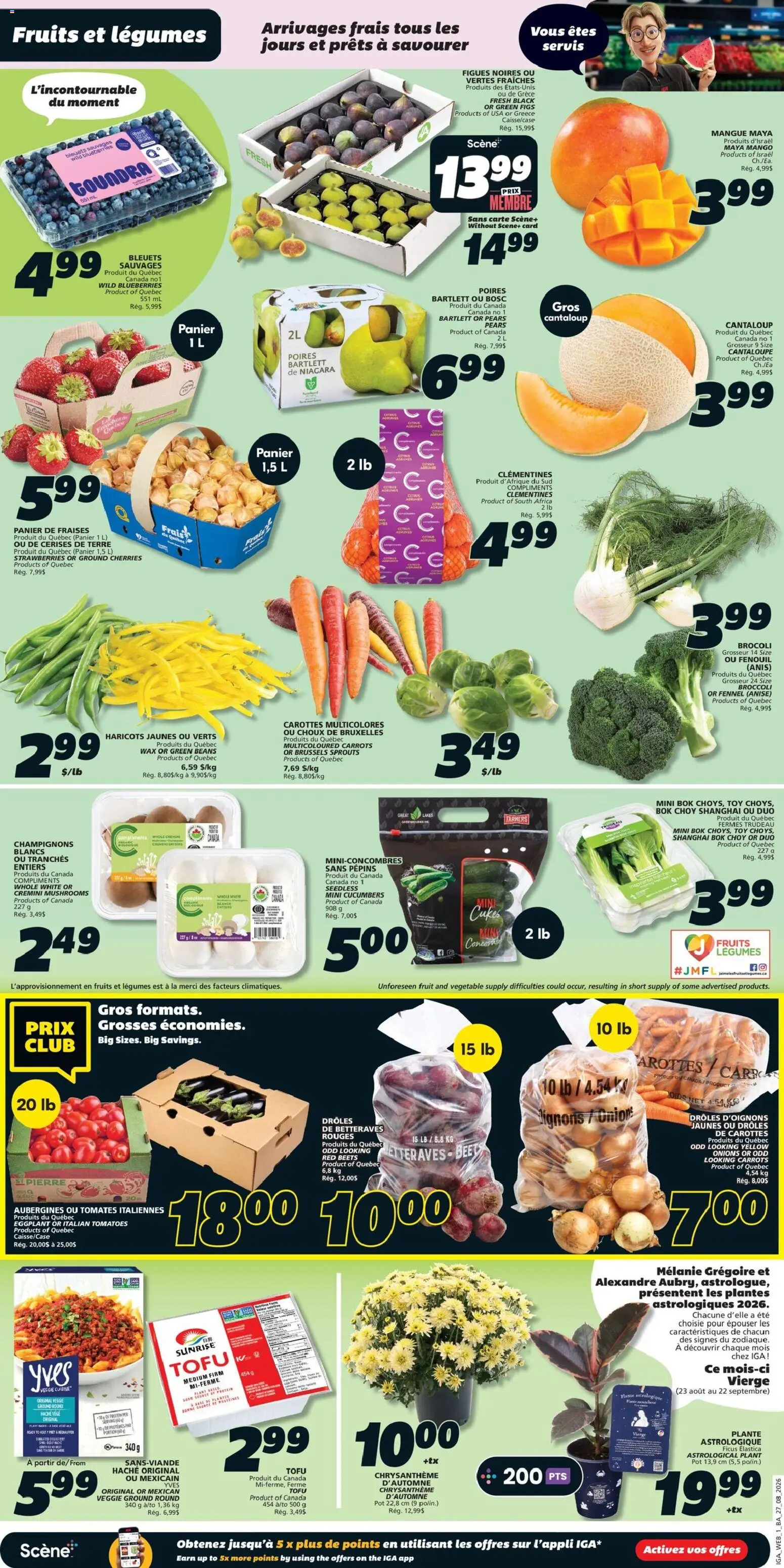 IGA flyer valid from Aug 27, 2026 | Page: 4 | Products: Strawberries, Cucumbers, Blueberries, Legumes