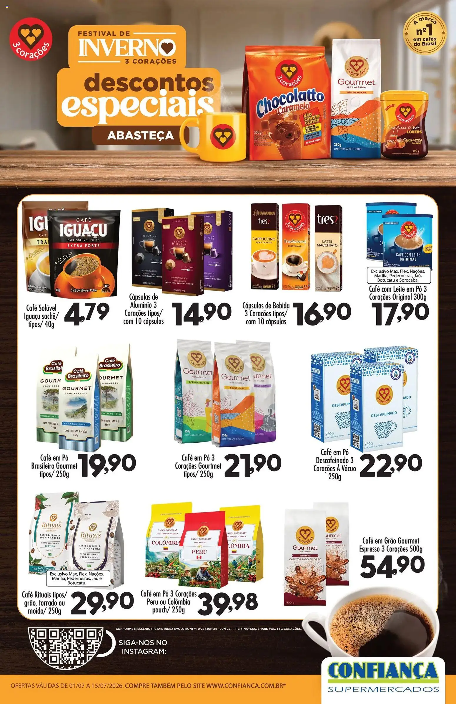 Confiança Folheto - válido de 01/07/2026 | Página: 1 | Produtos: Ferro, Leite, Café, Doce de leite