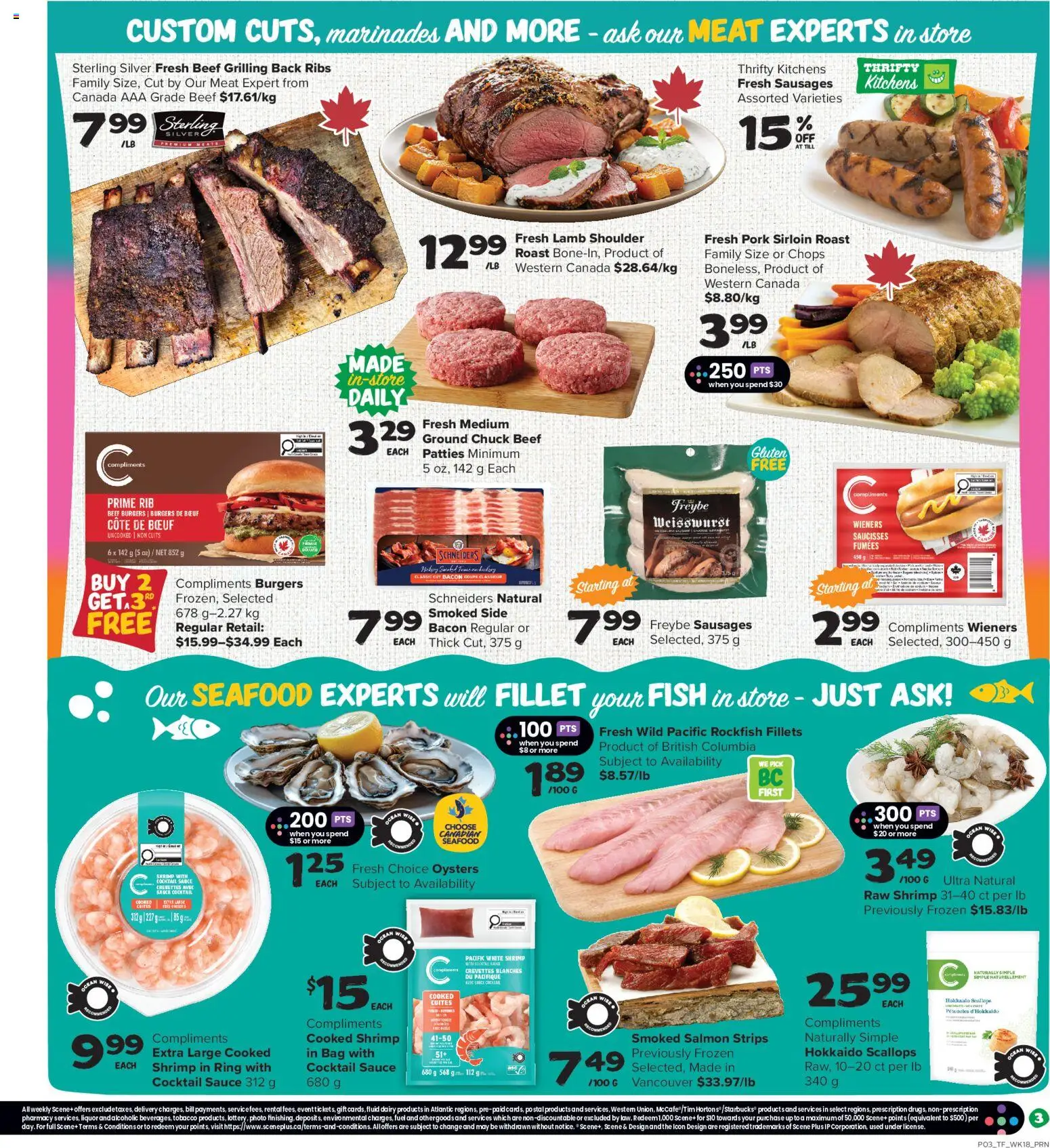 Thrifty Foods flyer valid from Aug 27, 2026 | Page: 4 | Products: Fish, Seafood, Roast, Meat