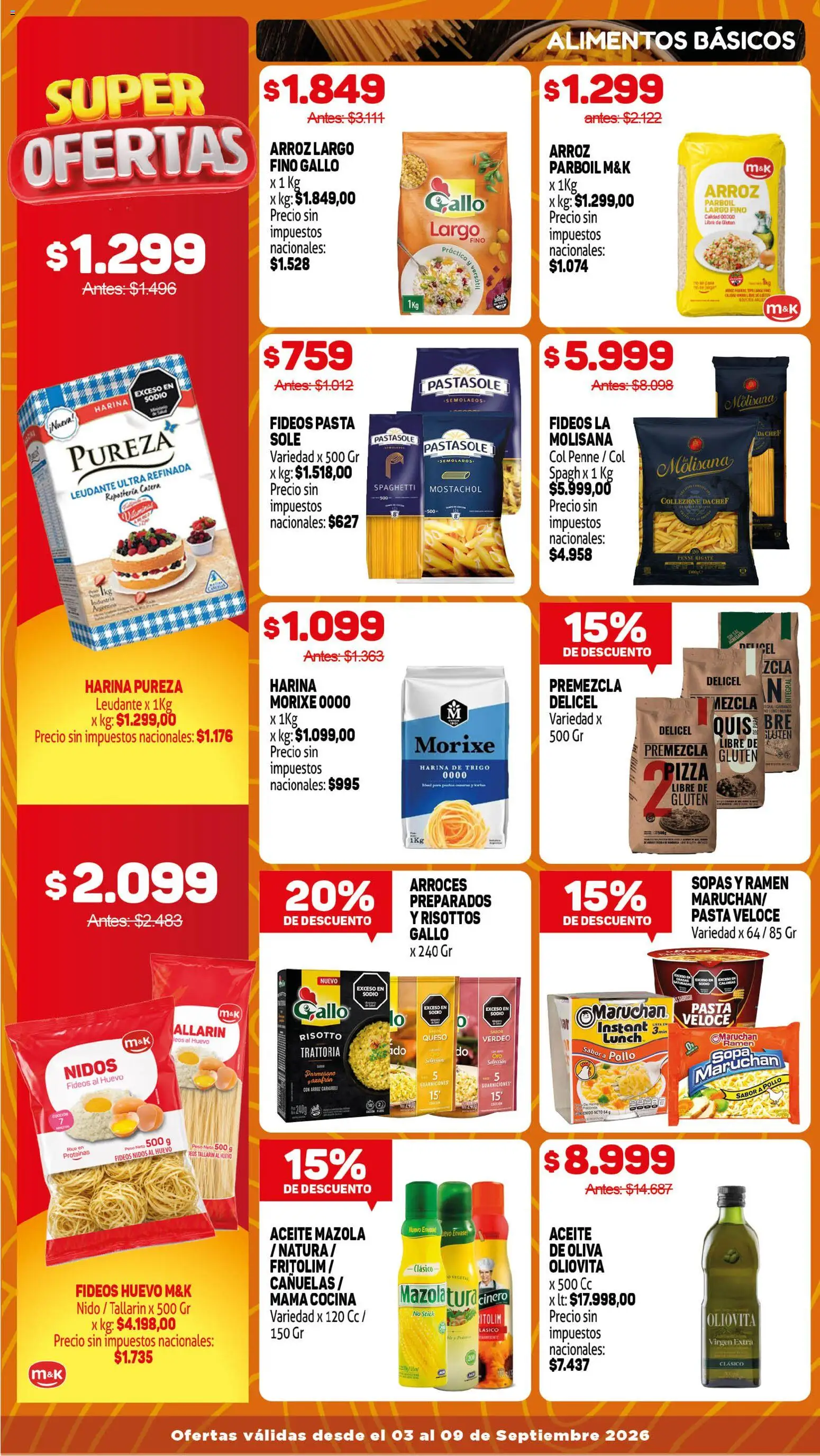 Makro Ofertas │ válido desde el 03/09/2026 | Página: 5 | Productos: Pollo, Alimentos, Fideos, Spaghetti