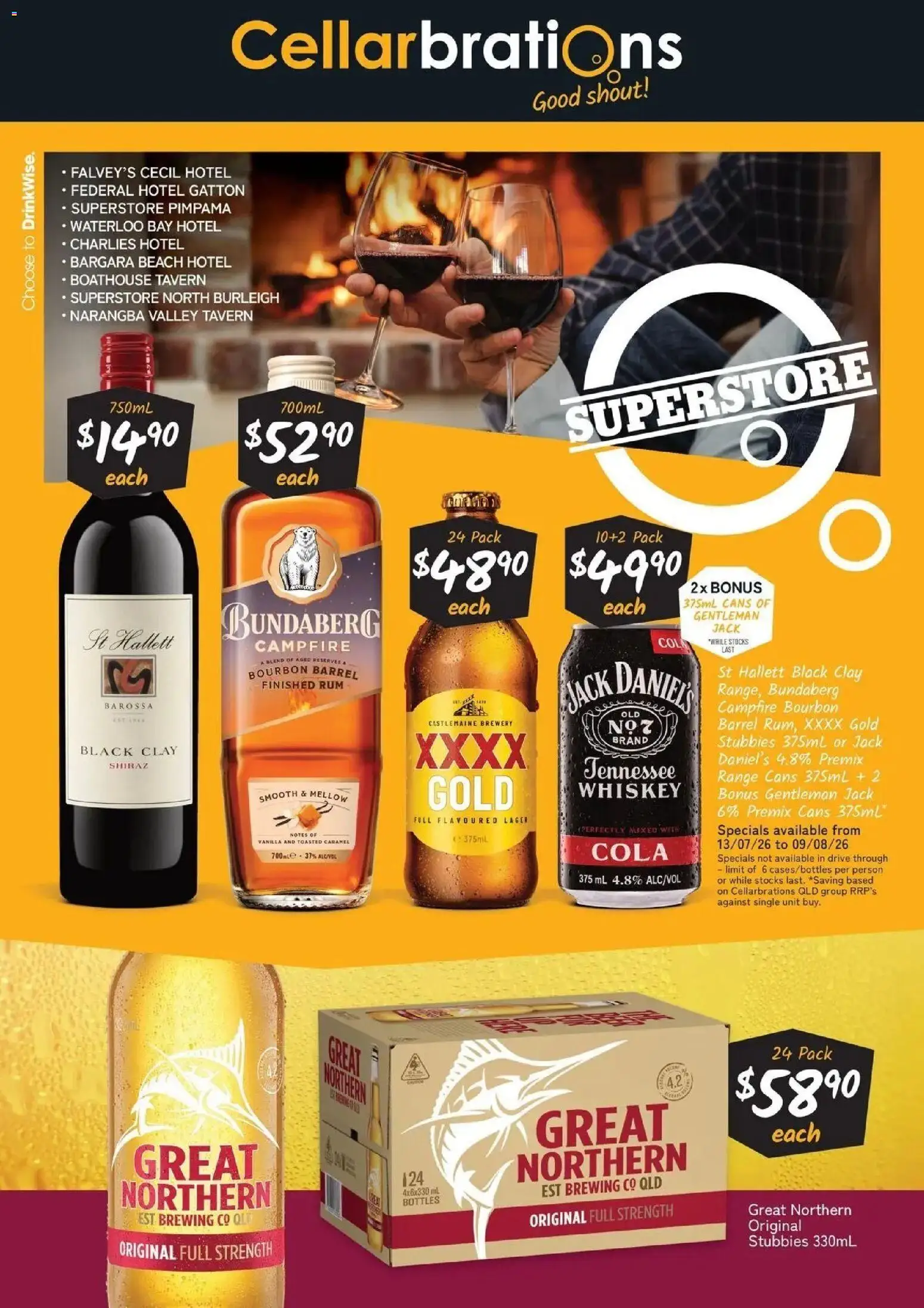 Cellarbrations catalogue - valid from 13/07/2026 | Page: 1 | Products: Bourbon, Whiskey, Rum, Jack Daniel’s