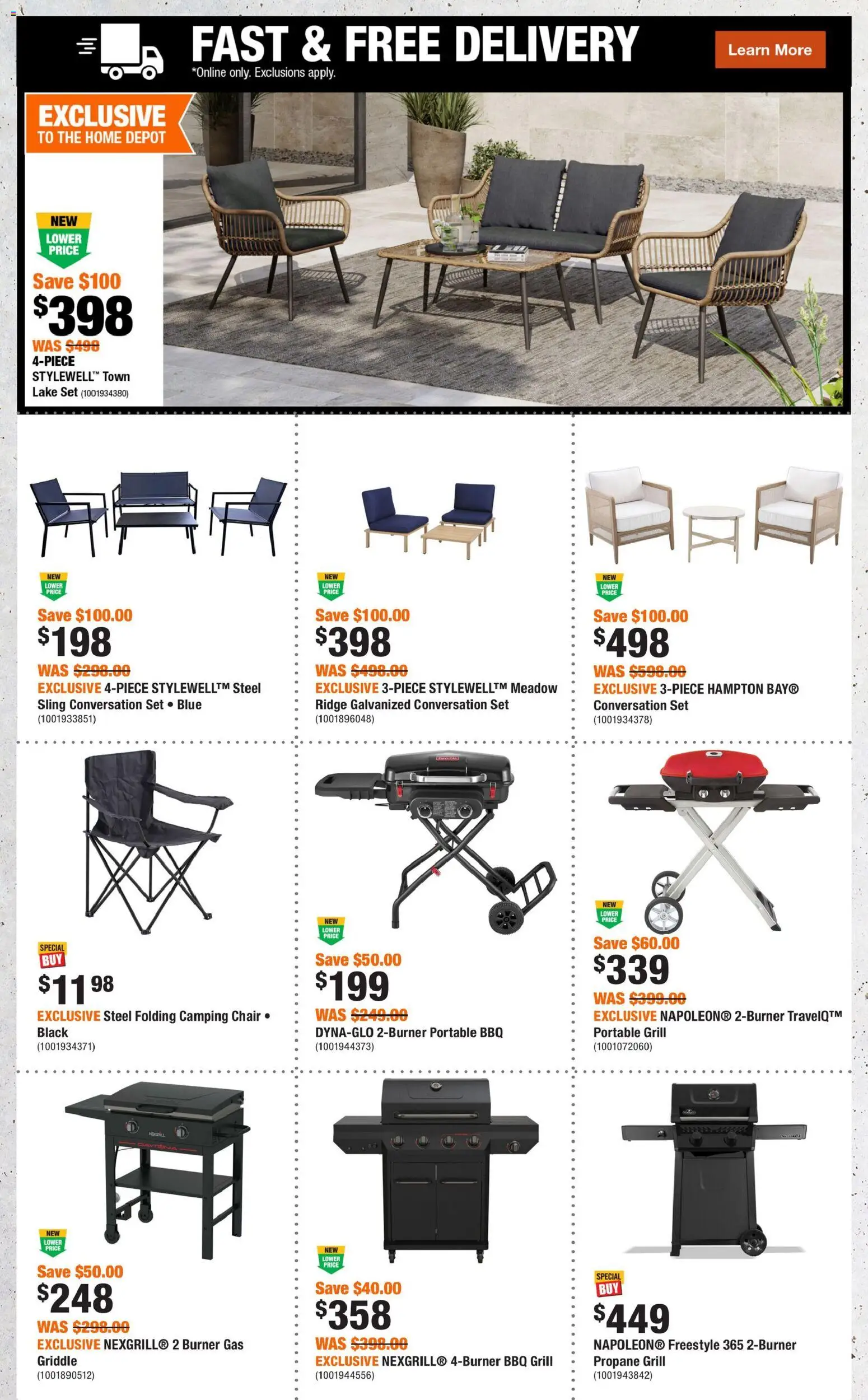 Home Depot flyer valid from 28.05.2026 | Page: 4 | Products: Grill, Ridge, Chair