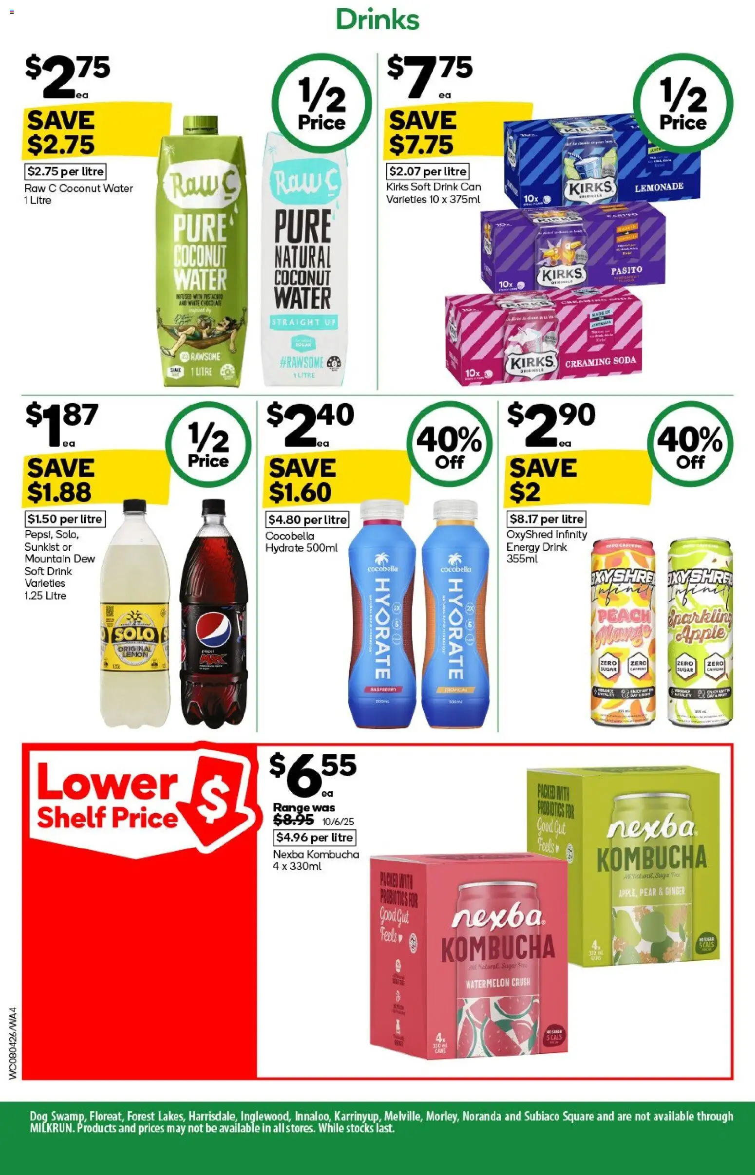 Woolworths catalogue - valid from 08.04.2026 | Page: 4 | Products: Energy drink, Peach, Watermelon, Raspberry