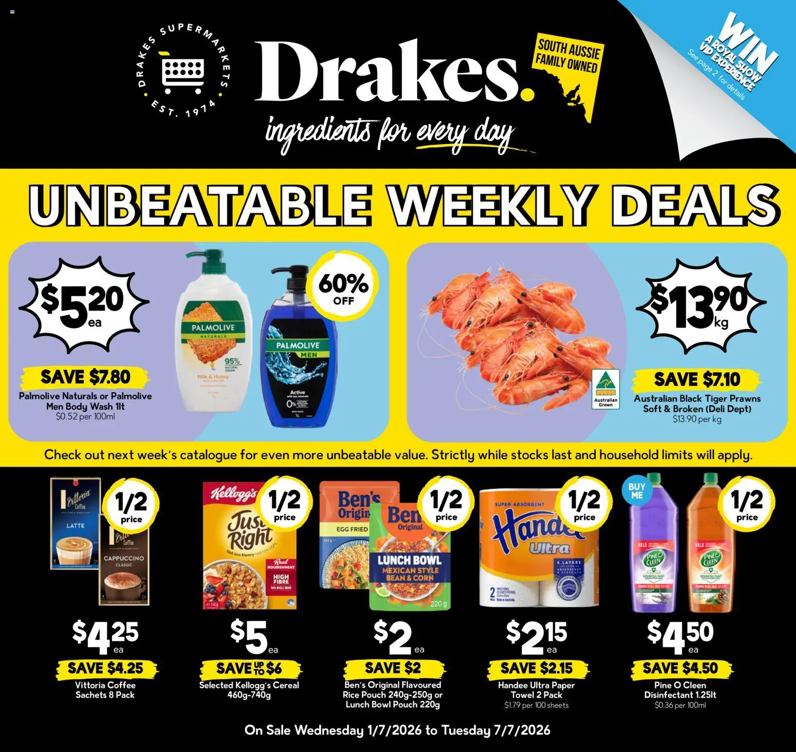 Drakes catalogue - valid from 01/07/2026 | Page: 1 | Products: Household, Ingredients, Milk, Cereal