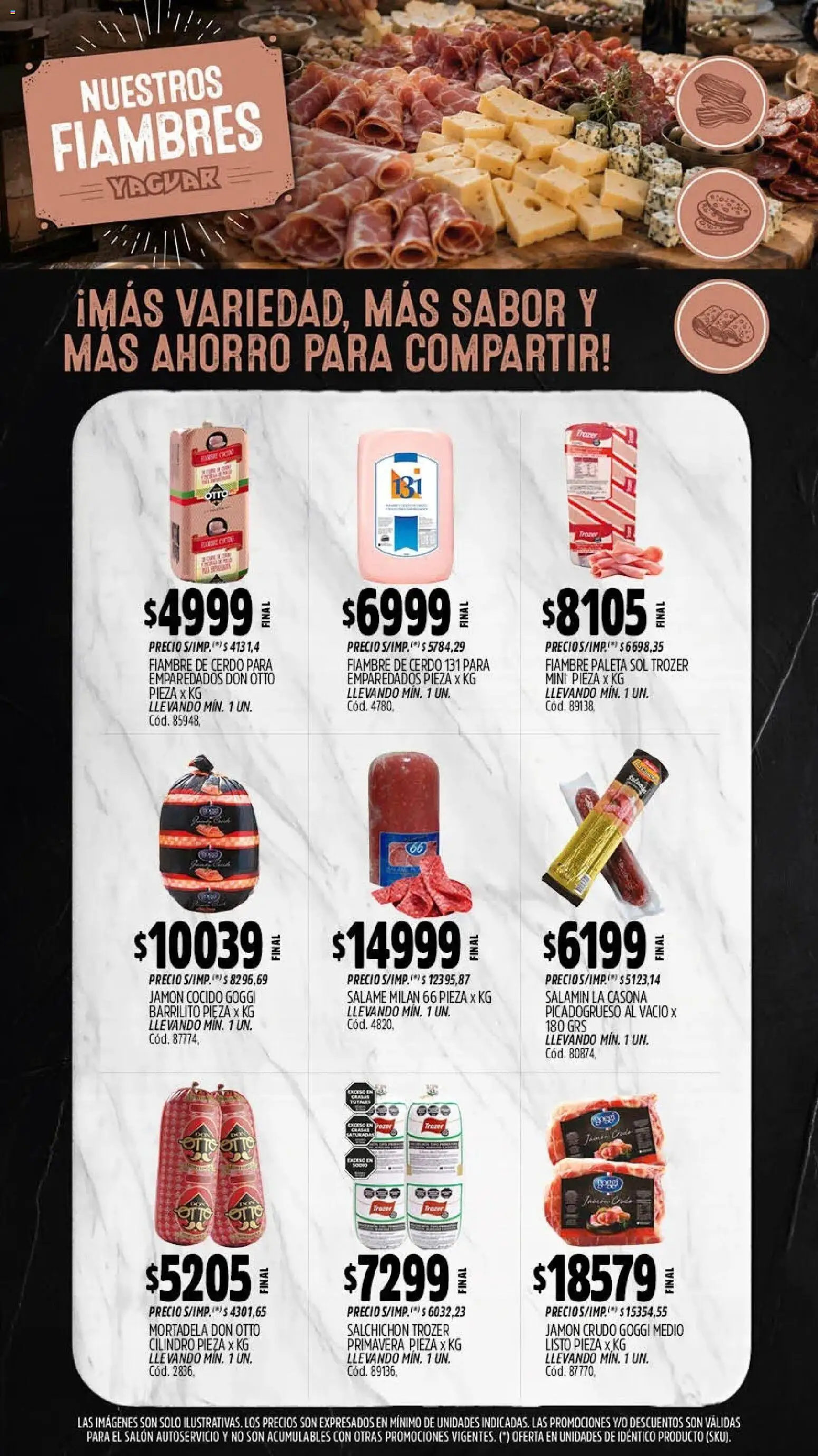 Yaguar - Oferta Semanal Córdoba │ válido desde el 21/09/2026 | Página: 9 | Productos: Jamón cocido, Mortadela, Salame, Cerdo