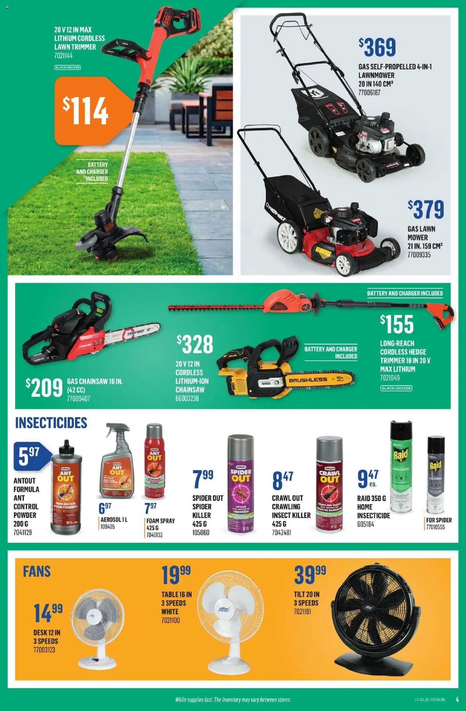 Canac flyer valid from Aug 13, 2026 | Page: 4 | Products: Foam, Powder, Table, Battery