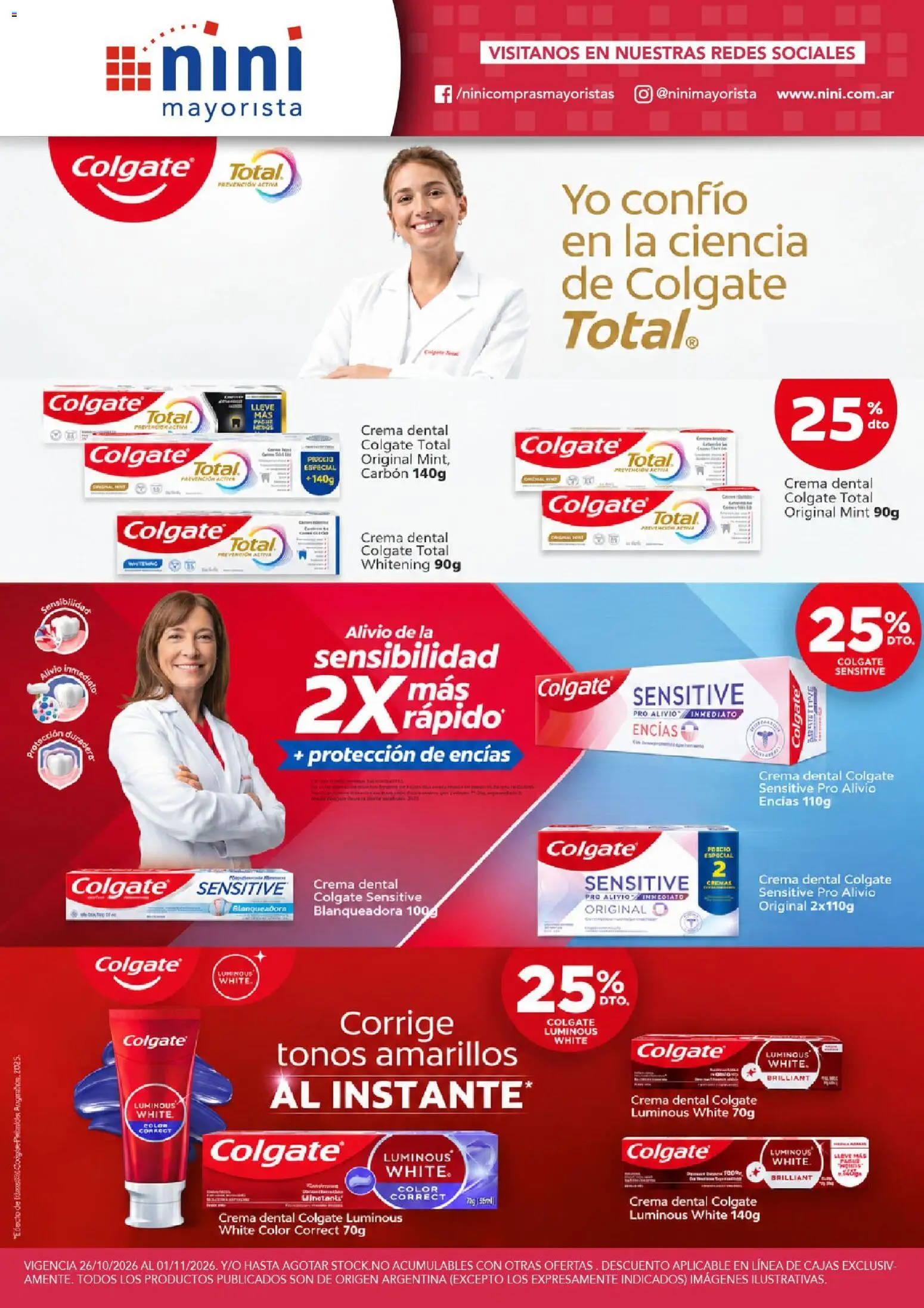 NINI Mayorista - Ofertas Colgate │ válido desde el 26/10/2026 | Página: 1