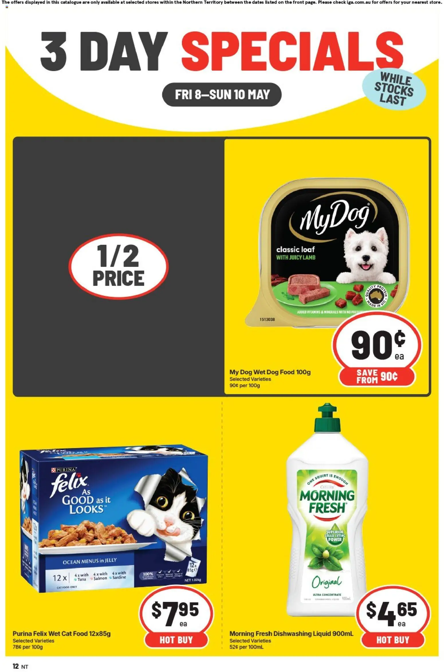IGA catalogue - valid from 08.05.2026 | Page: 4 | Products: Lamb, Dog food, Salmon, Tuna
