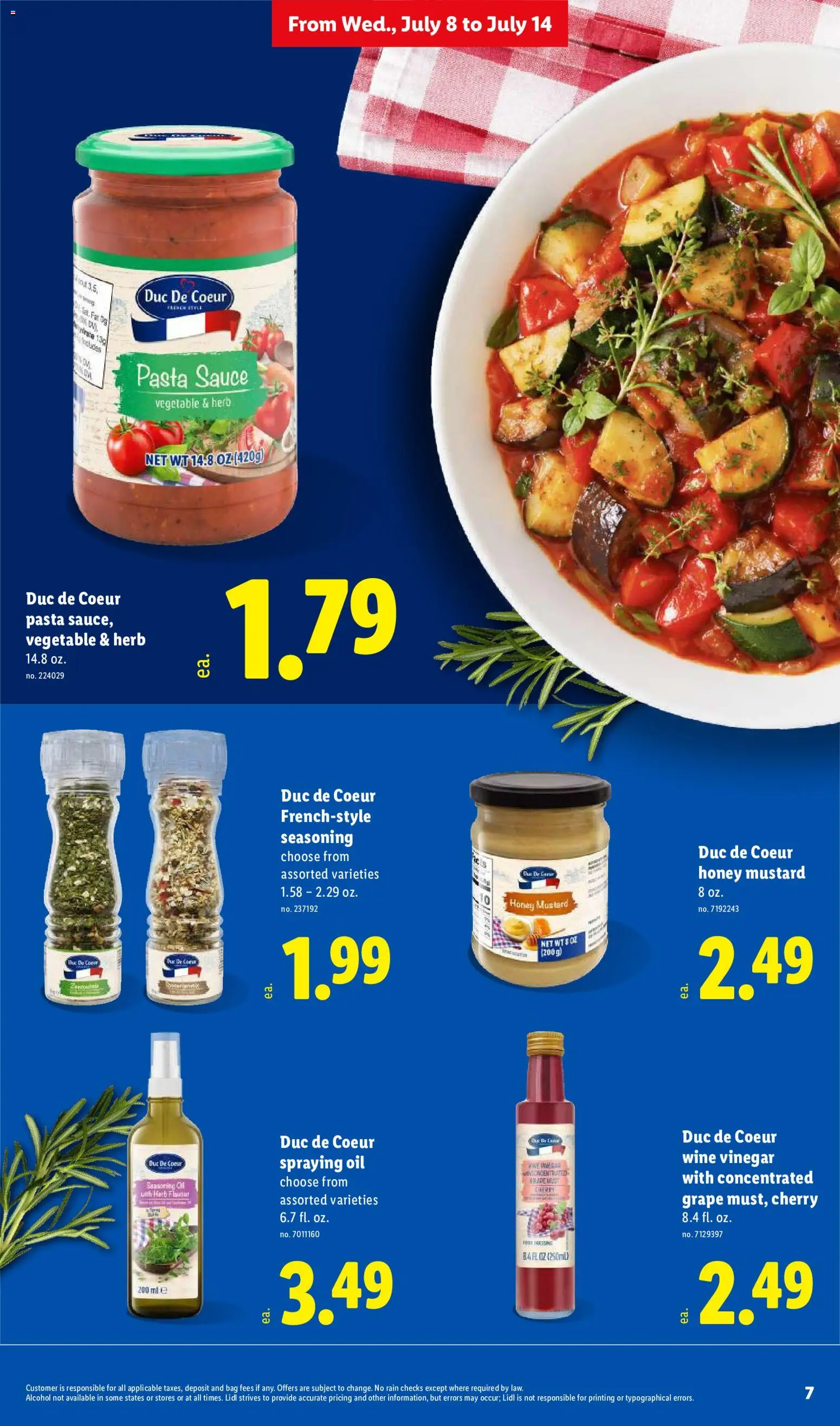 Lidl Weekly Ad - valid from 07/08/2026 | Page: 7 | Products: Vinegar, Honey, Wine, Mustard