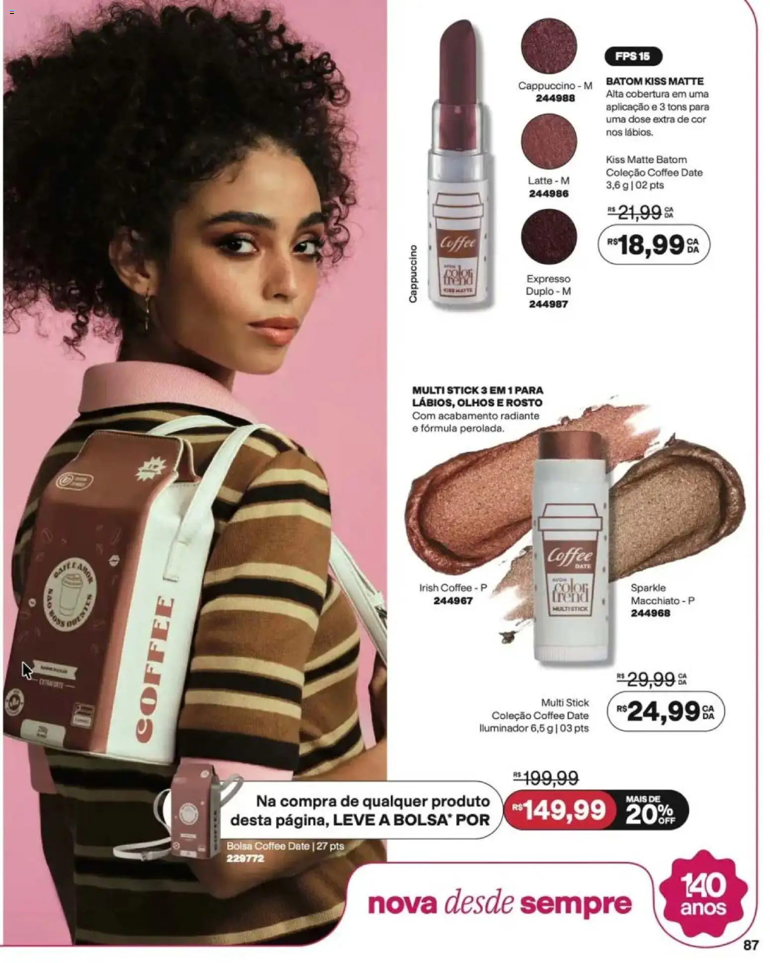 Avon Folheto - válido de 12/10/2026 | Página: 87 | Produtos: Batom, Cappuccino, Iluminador, Bolsa