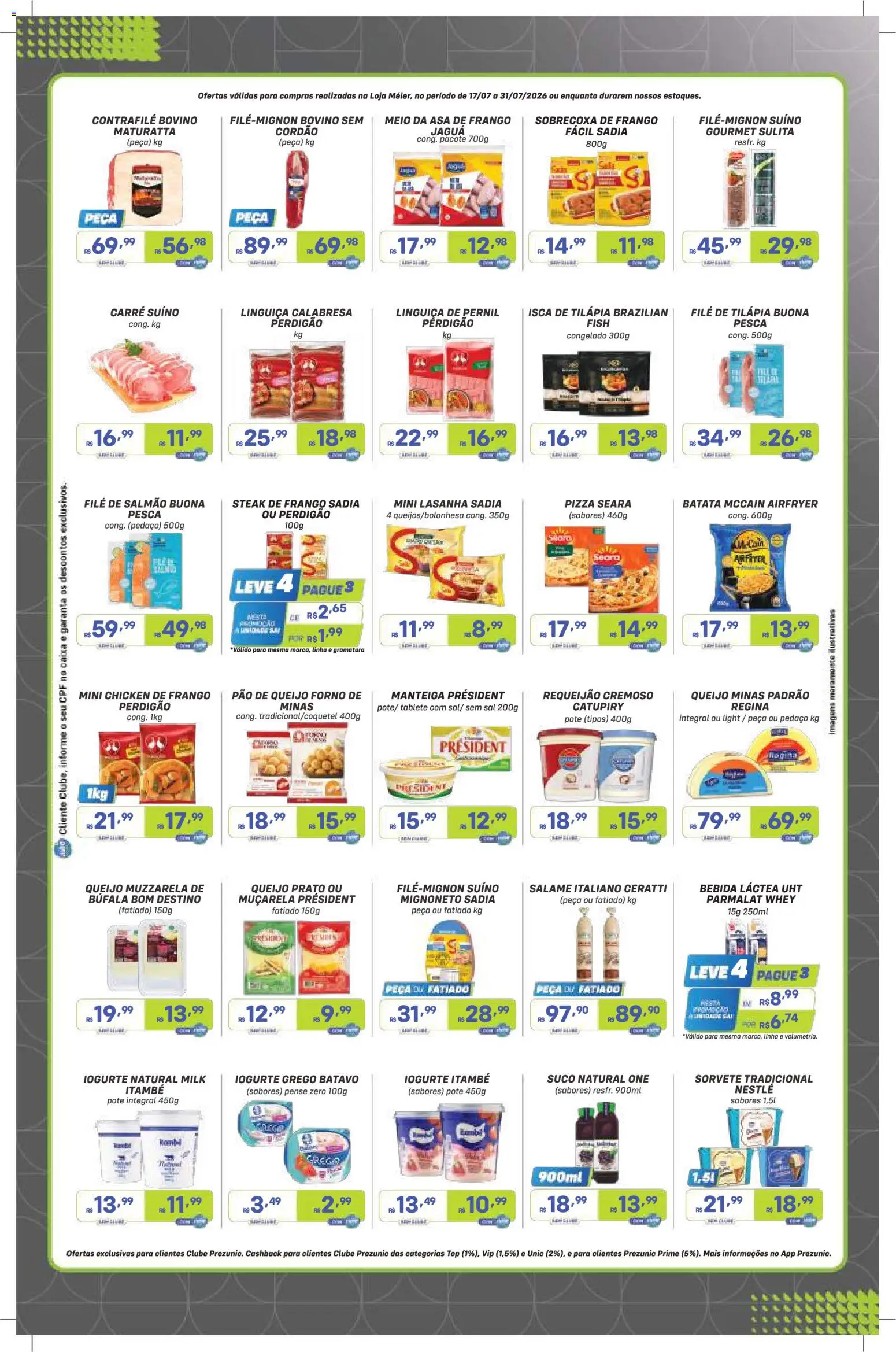 Prezunic Folheto - válido de 17/07/2026 | Página: 3 | Produtos: Pão, Catupiry, Batata, Sal