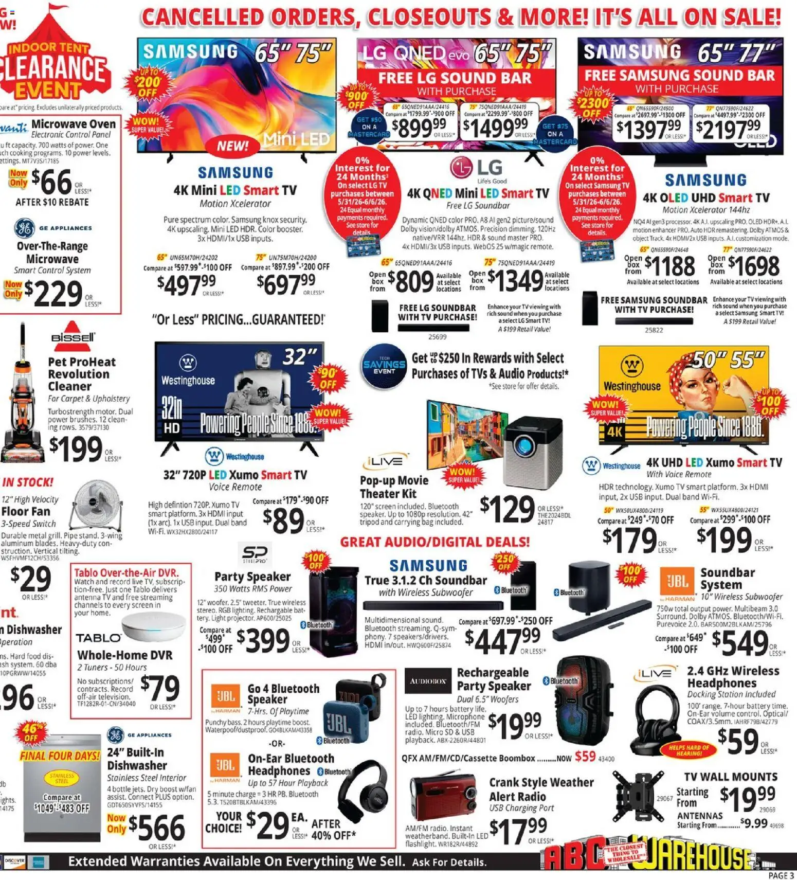 ABC Warehouse Weekly Ad - valid from 31.05.2026 | Page: 3 | Products: Box, Carpet, Microwave, Headphones