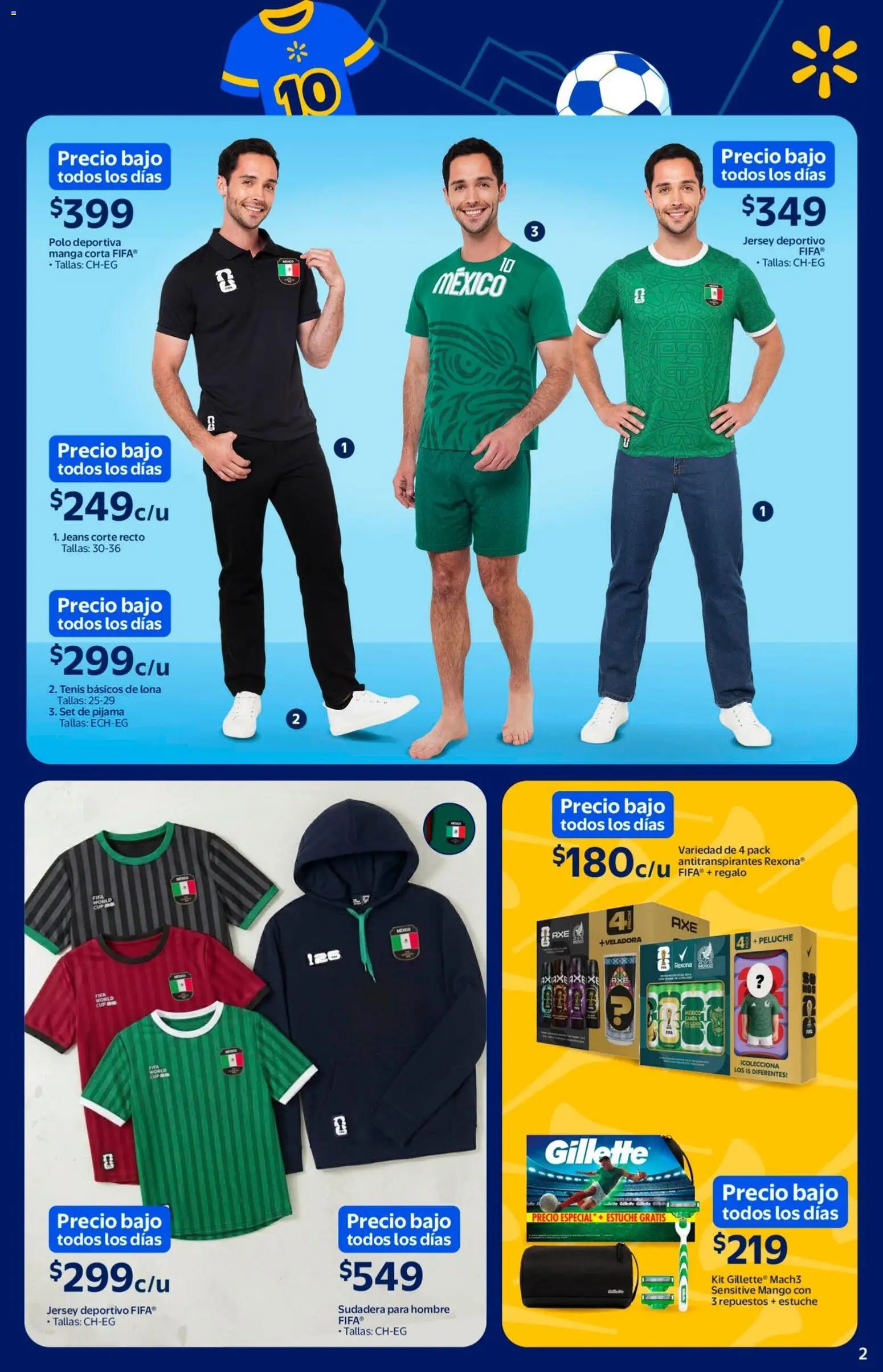 Nuevas ofertas de Walmart válidas en toda la República Mexicana desde el 11.05.2026. ¡Encuentra las mejores ofertas en  Walmart folleto El mejor doblete para papá! | Página: 2 | Productos: Pijama, Estuche, Lona, Sudadera