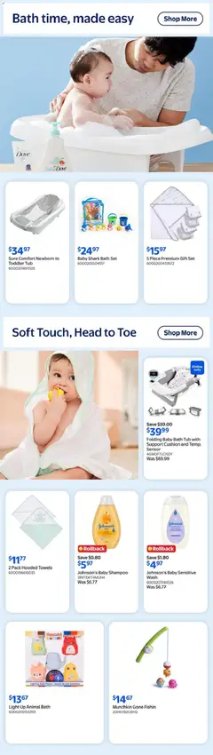 Preview of Folding Baby Bath Tub with Support Cushion and Temp. Sensor, Folding Baby Bath Tub with Support Cushion and Temp. Sensor from shop Walmart valid from Jun 25, 2026 | Page: 10 | Products: Shampoo, Body wash, Bath