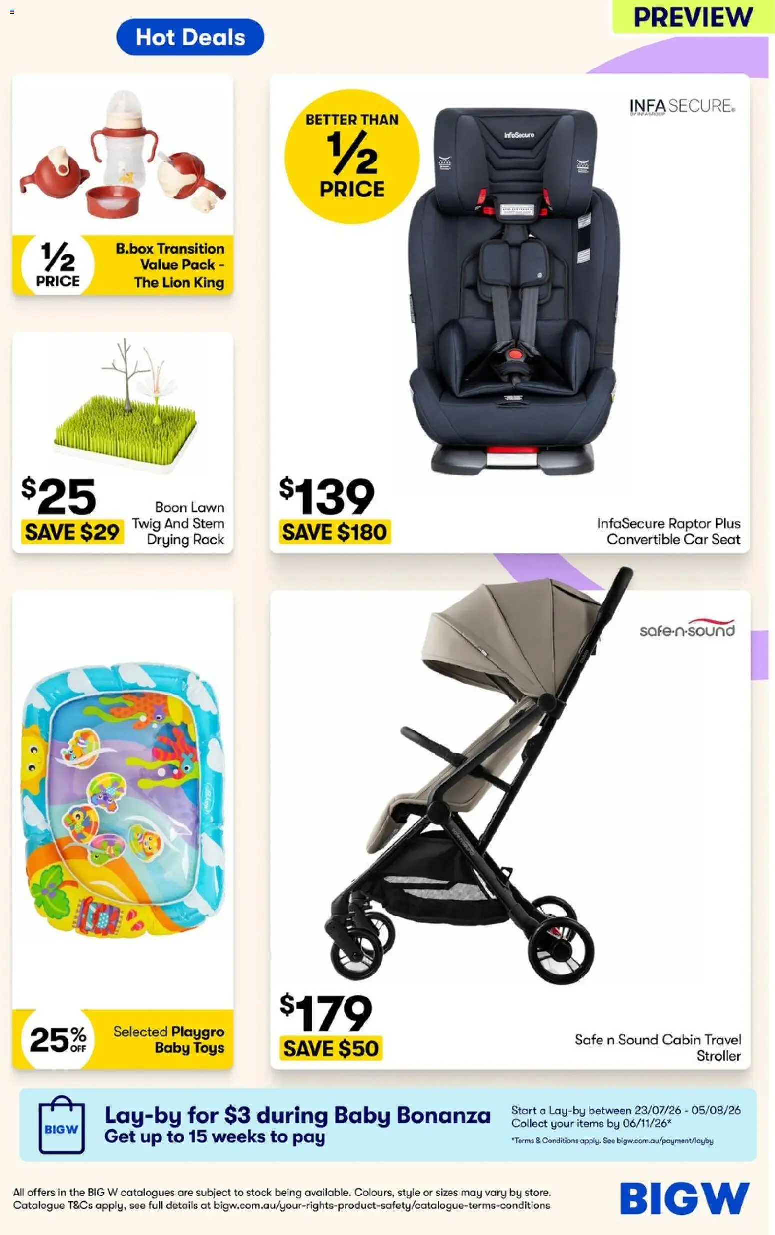 Big W catalogue - valid from 23/07/2026 | Page: 3 | Products: Drying rack, Toys, Safe