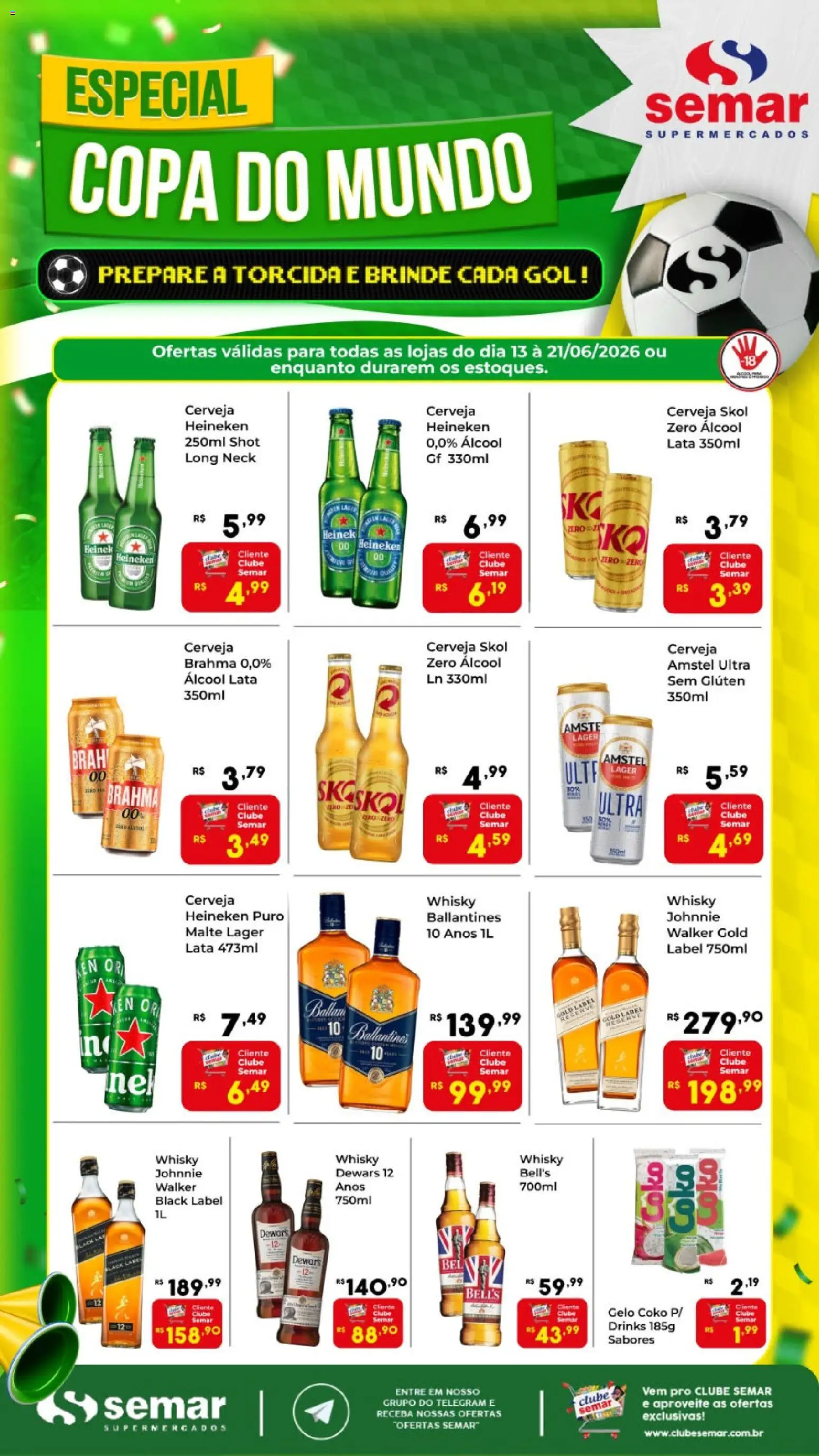 Semar Supermercado Folheto - válido de 13.06.2026 | Página: 1 | Produtos: Whisky, Cerveja, Copa, Heineken