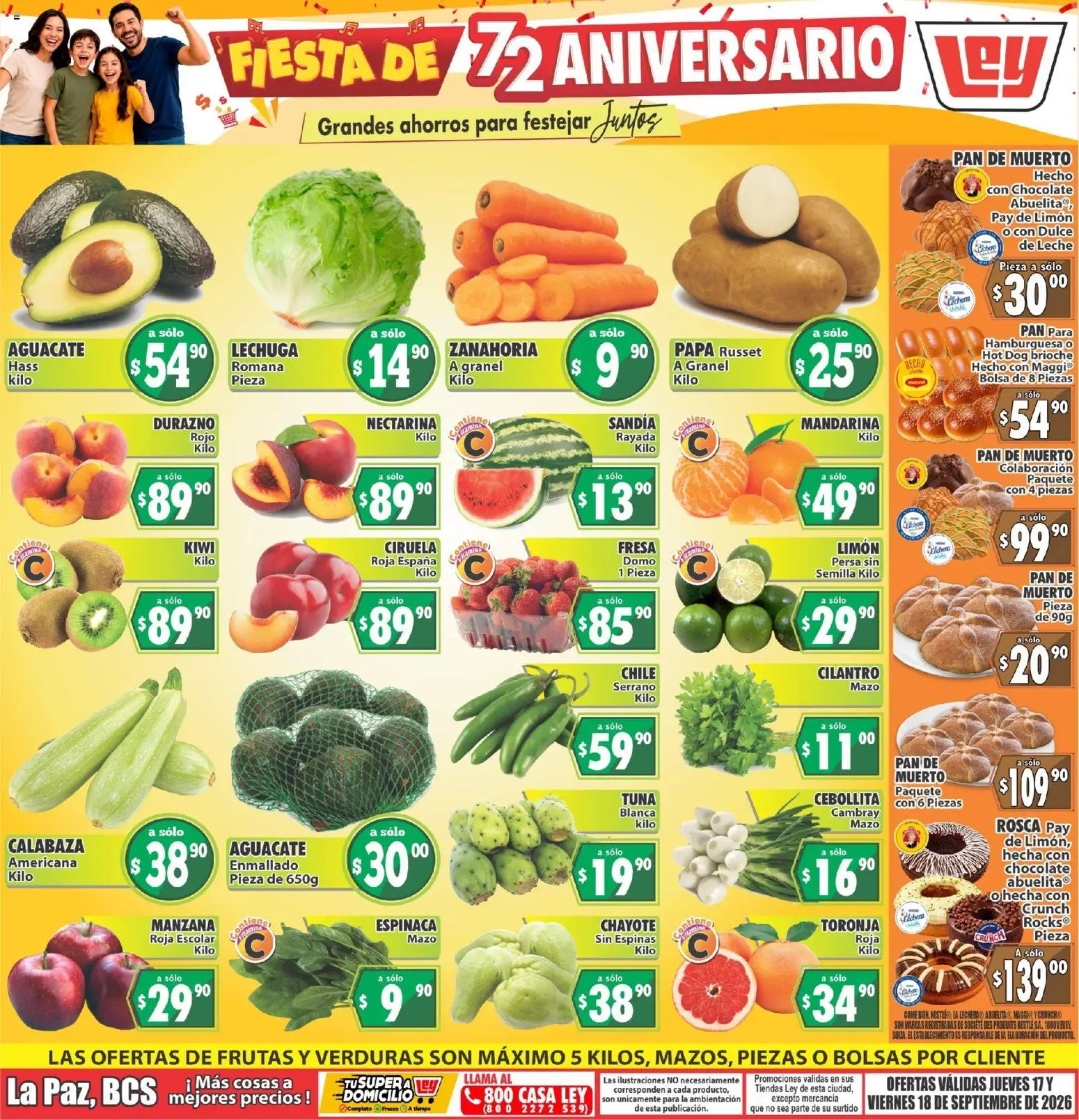 Nuevas ofertas de Casa Ley válidas en toda la República Mexicana desde el 17/09/2026. ¡Encuentra las mejores ofertas en Casa Ley folleto Las ofertas de frutas y verdunas! | Página: 1 | Productos: Chile, Limón, Toronja, Verduras