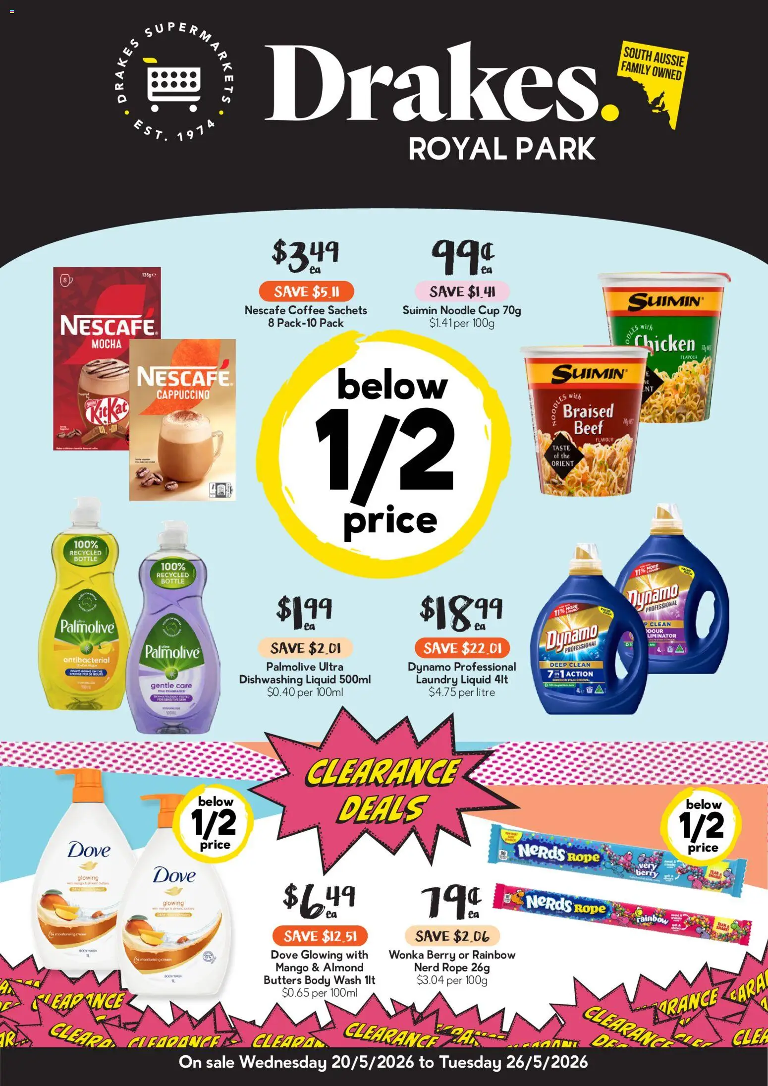 Drakes catalogue - valid from 20.05.2026 | Page: 1 | Products: Sponge, Mango, Nescafe, Laundry