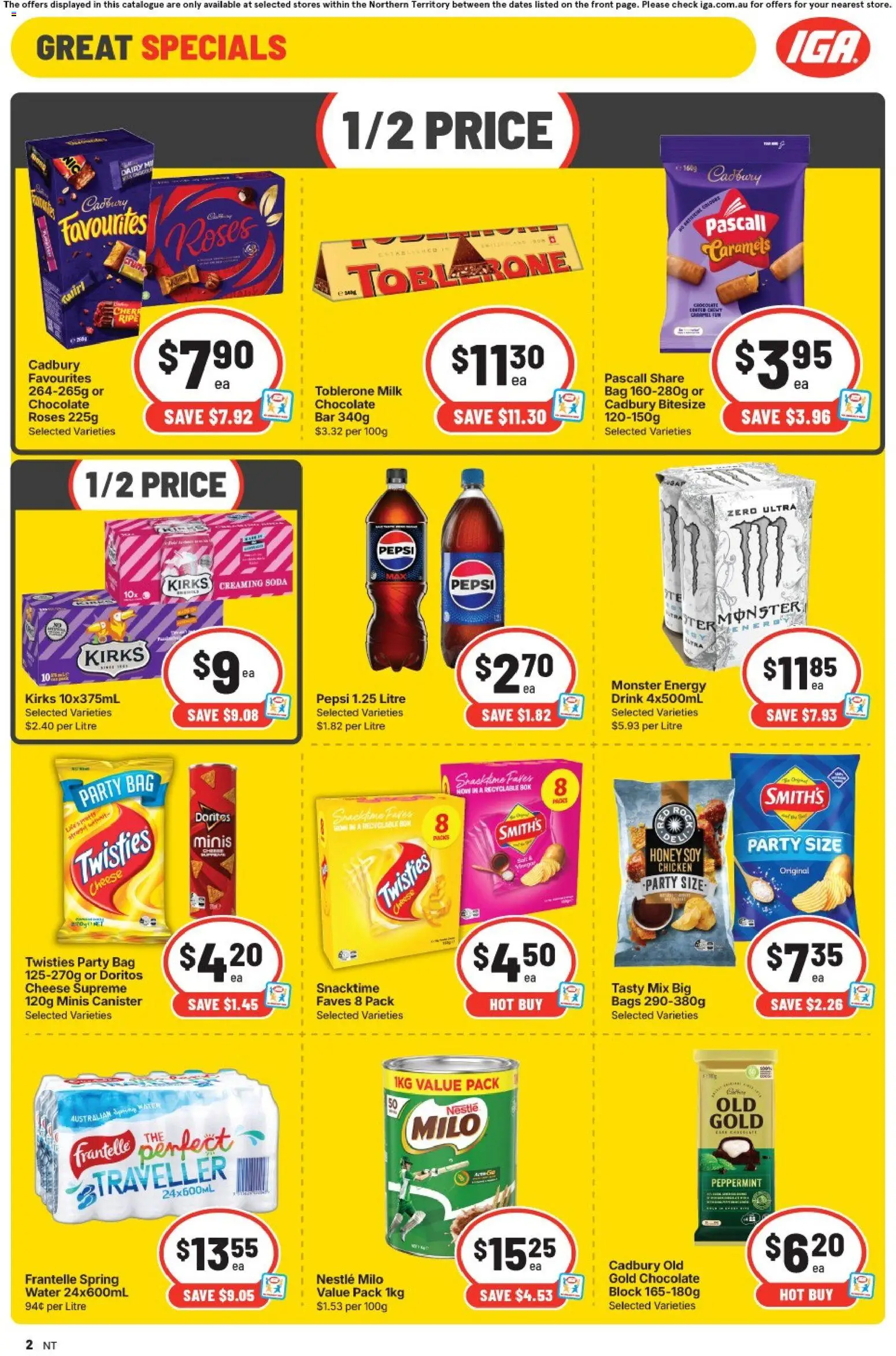 IGA catalogue - valid from 19/08/2026 | Page: 2 | Products: Milk, Cheese, Pepsi, Bag