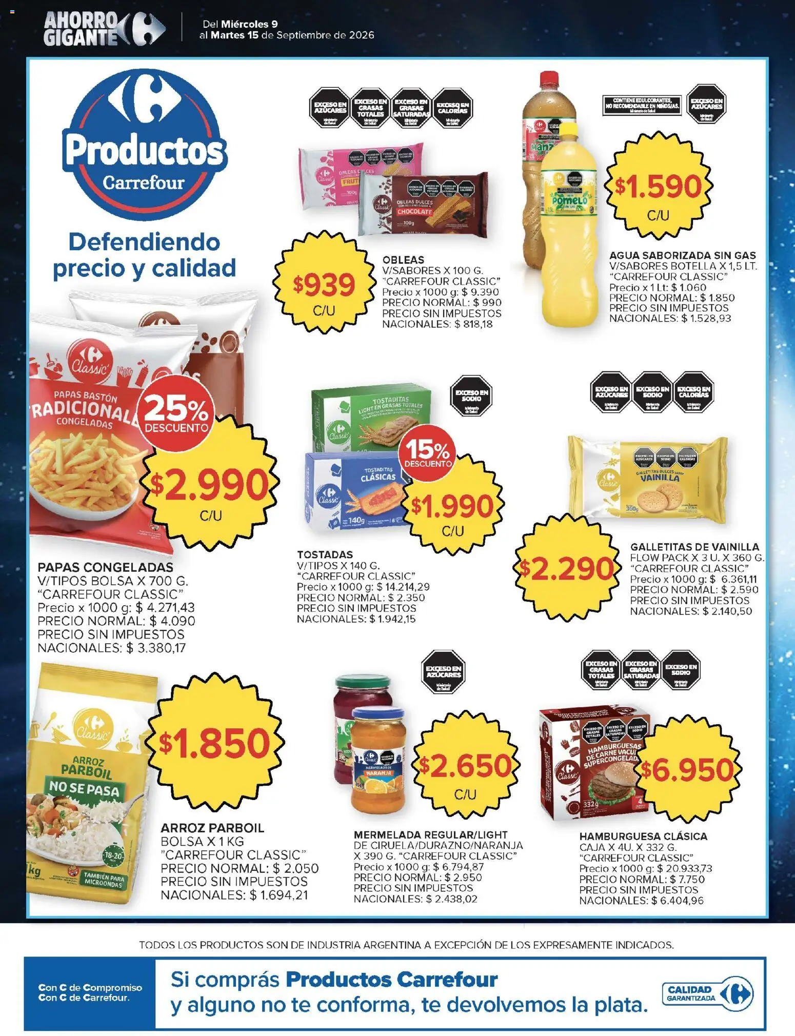 Carrefour - Ofertas │ válido desde el 09/09/2026 | Página: 53 | Productos: Botella, Galletitas, Chocolate, Arroz